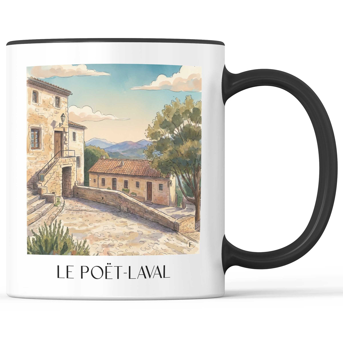 le-poët-laval-drôme-frankreich-kaffeebecher-aquarell