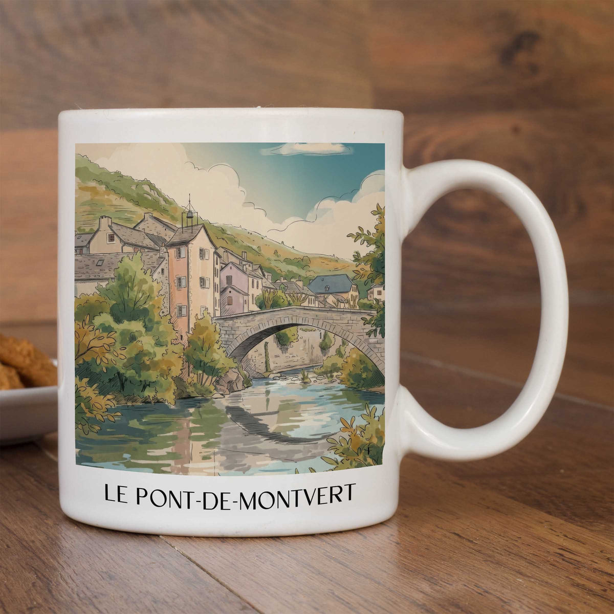 le-pont-de-montvert-mont-lozère-frankreich-kaffeebecher-aquarell