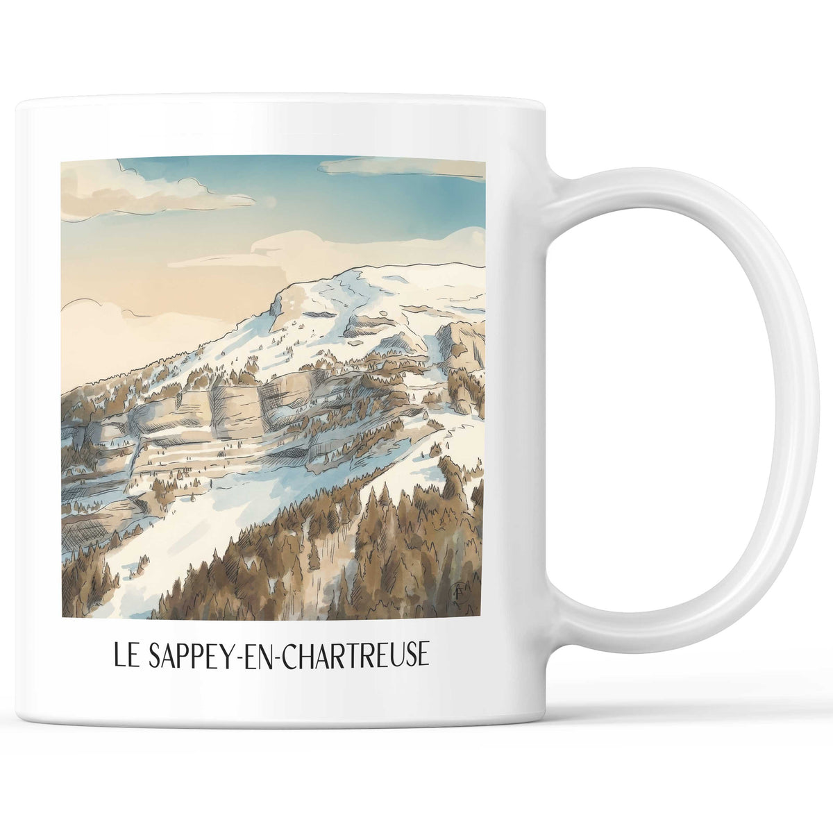 Le Sappey-en-Chartreuse Kaffeebecher - Isère - Frankreich Becher - Kaffeetasse im Aquarell Stil - favplace