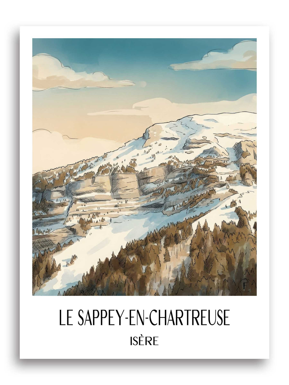 Le Sappey-en-Chartreuse Poster - Isère - Frankreich Kunstdruck - Aquarell von A4 bis A1 - favplace