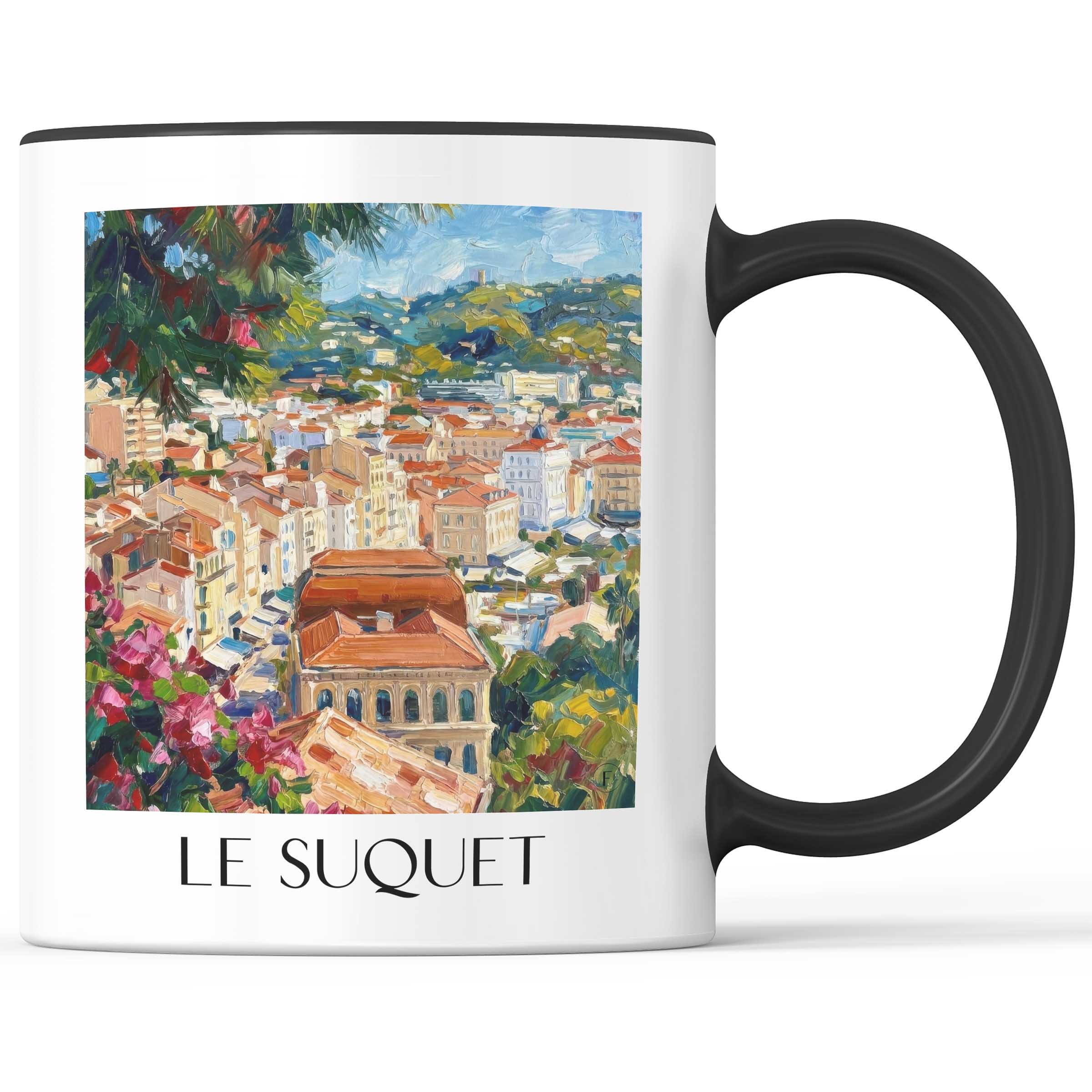 Le Suquet Kaffeebecher - Cannes - Frankreich Becher - Kaffeetasse im Ölgemälde Stil - favplace