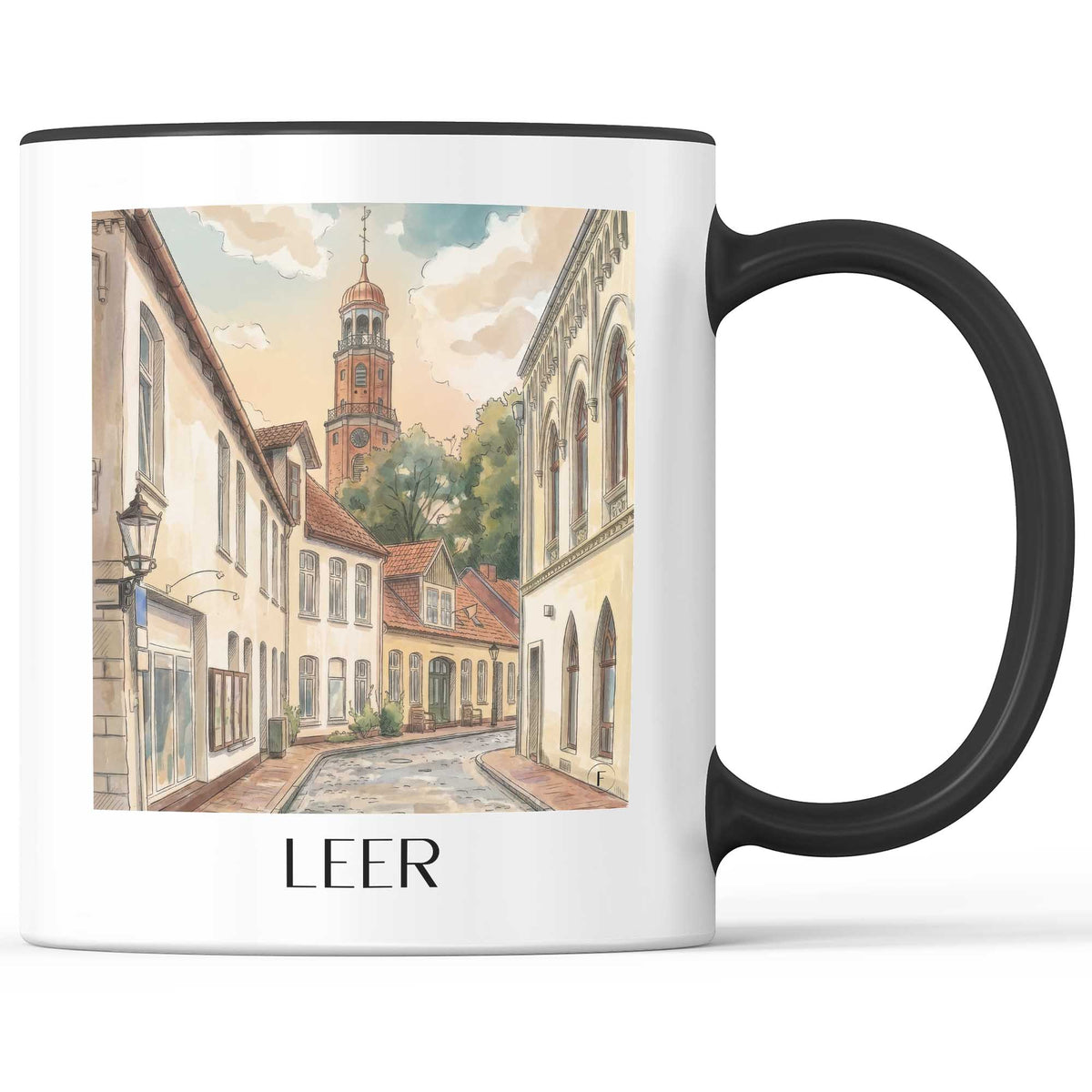 leer-niedersachsen-deutschland-kaffeebecher-aquarell
