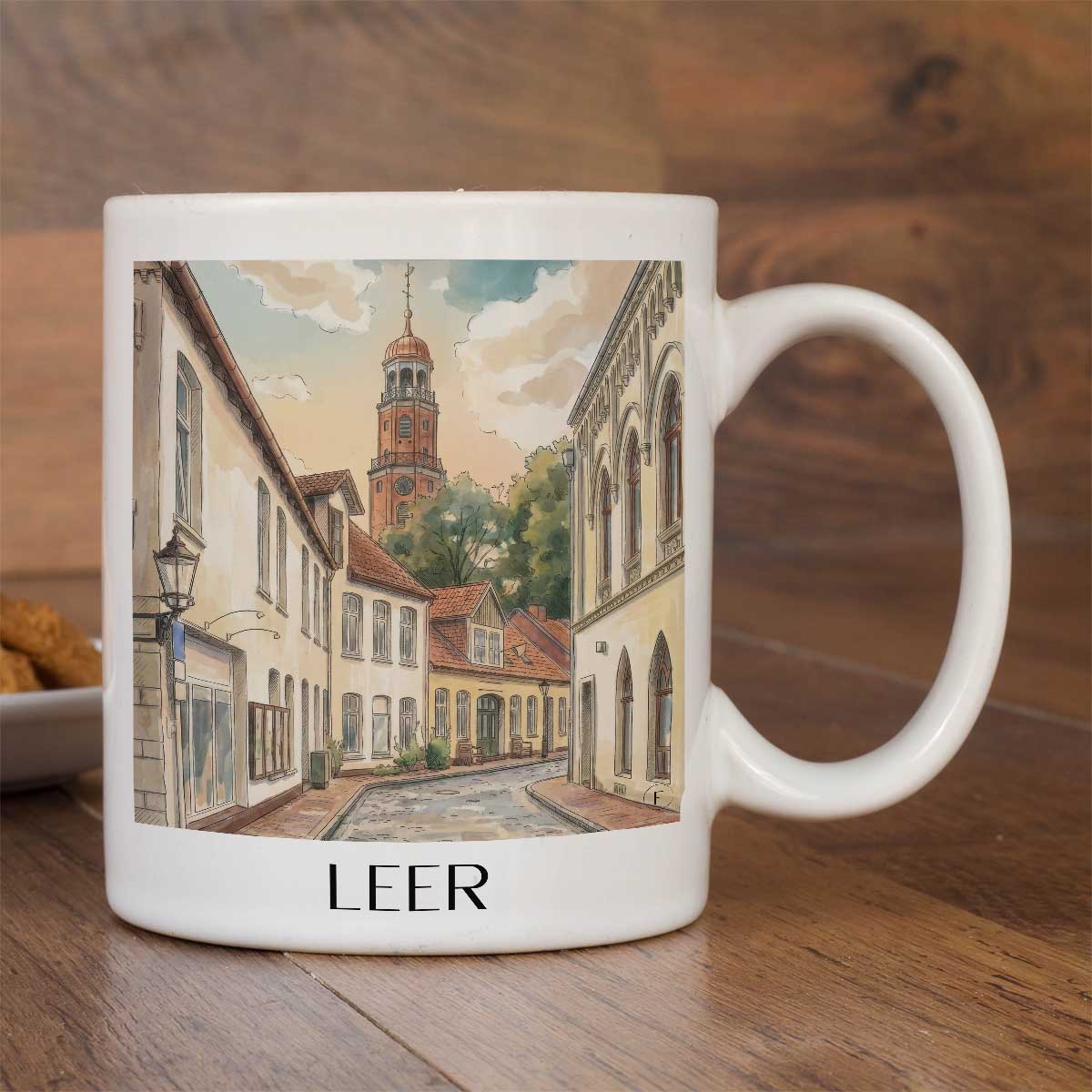 leer-niedersachsen-deutschland-kaffeebecher-aquarell