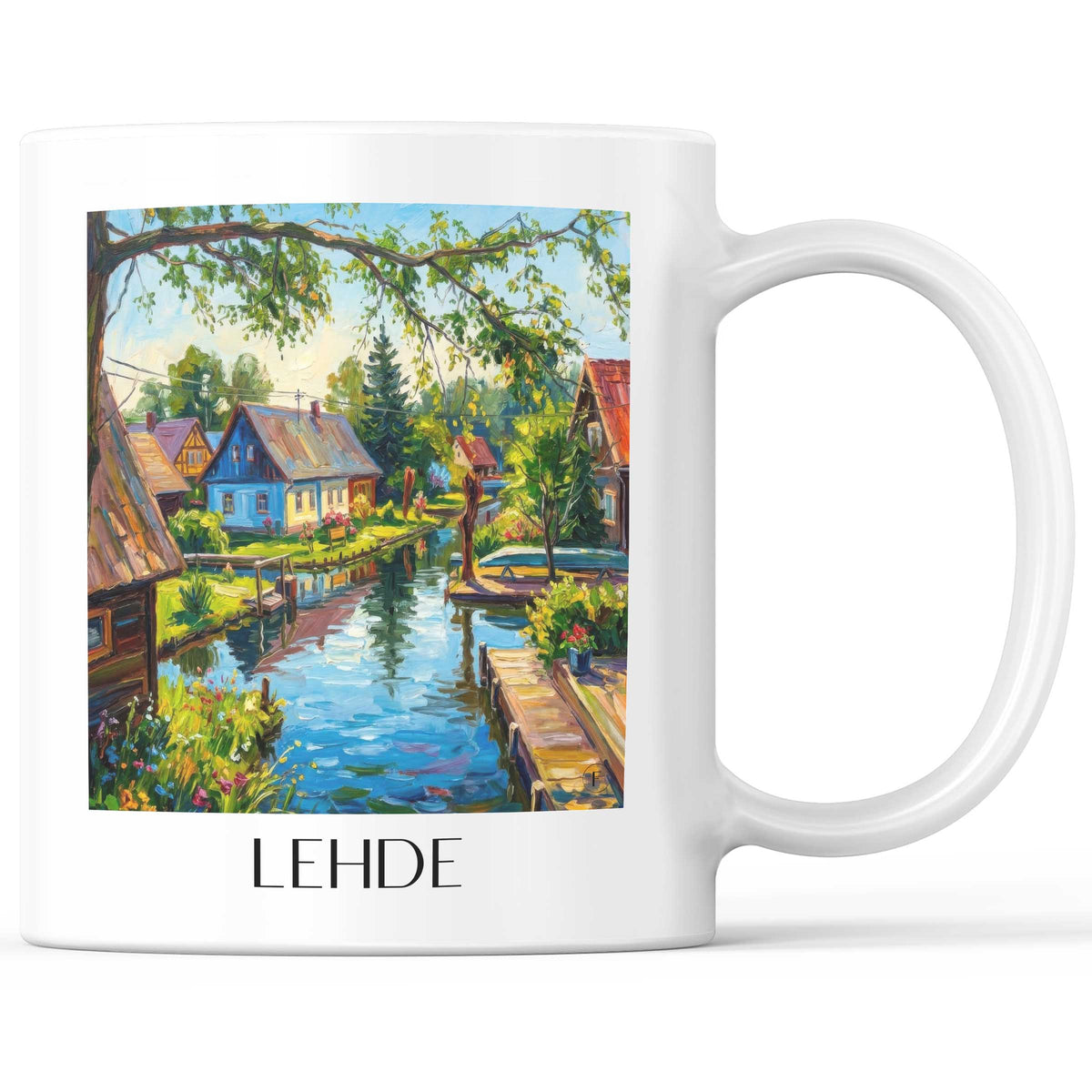 Lehde Kaffeebecher - Spreewald - Deutschland Becher - Kaffeetasse im Ölgemälde Stil - favplace