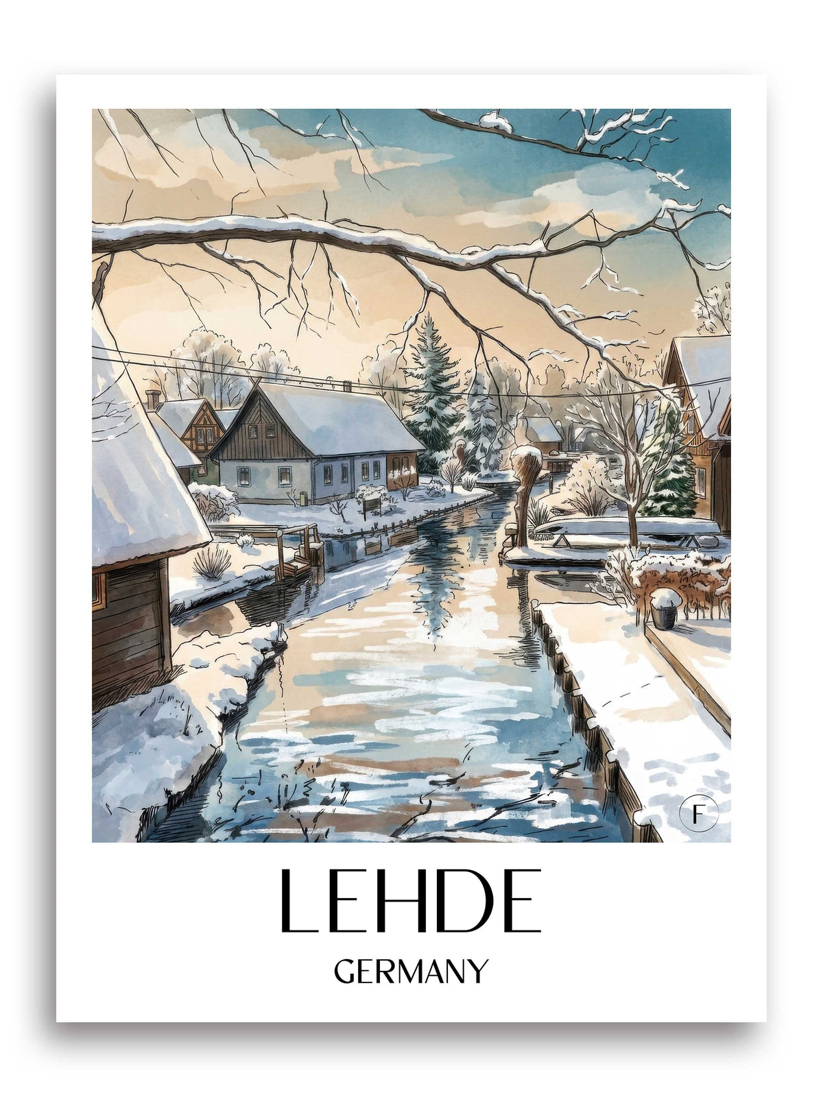 Lehde Poster - Spreewald - Deutschland Kunstdruck - Aquarell von A4 bis A1 - favplace