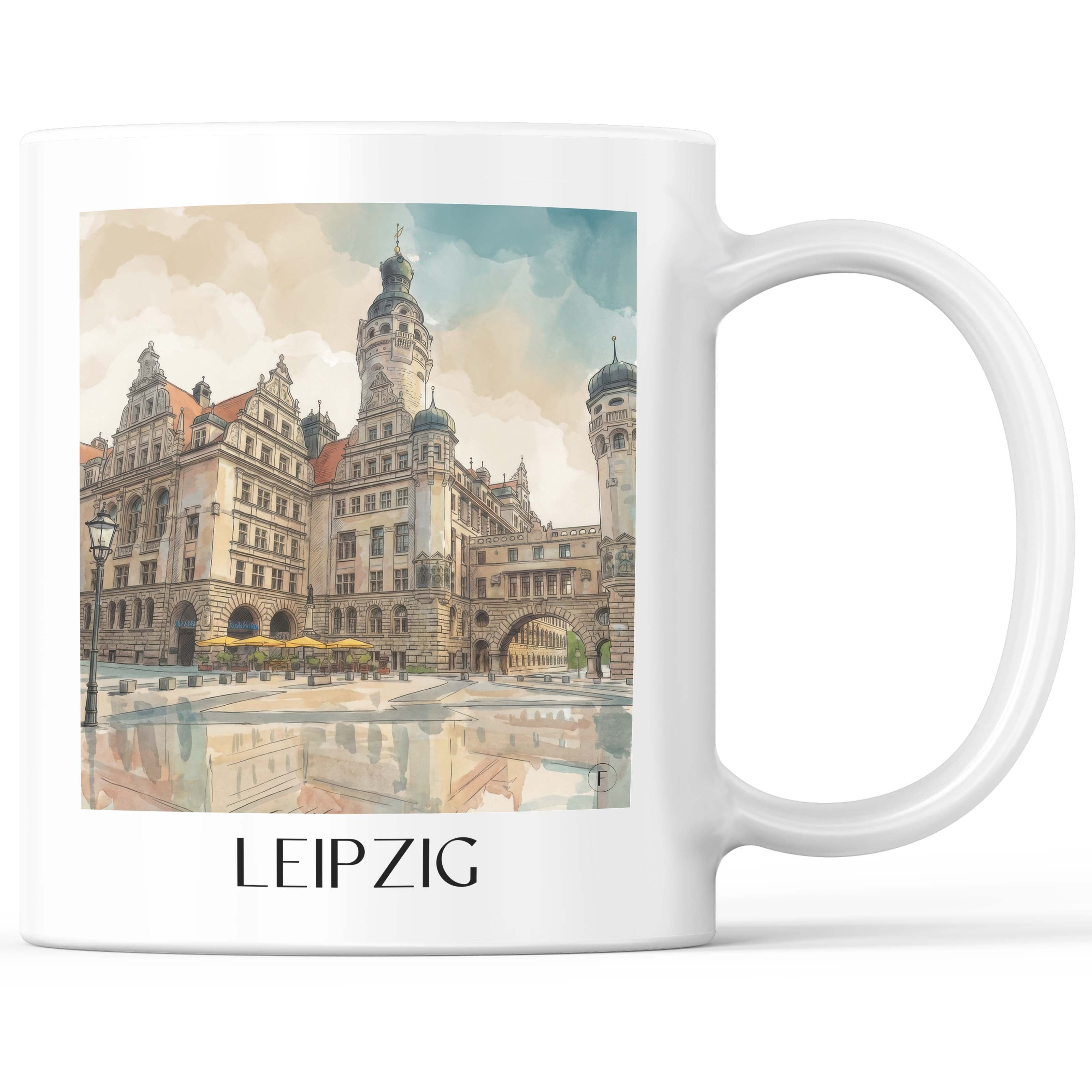 Leipzig - Deutschland Becher - Kaffeetasse im Aquarell Stil - favplace