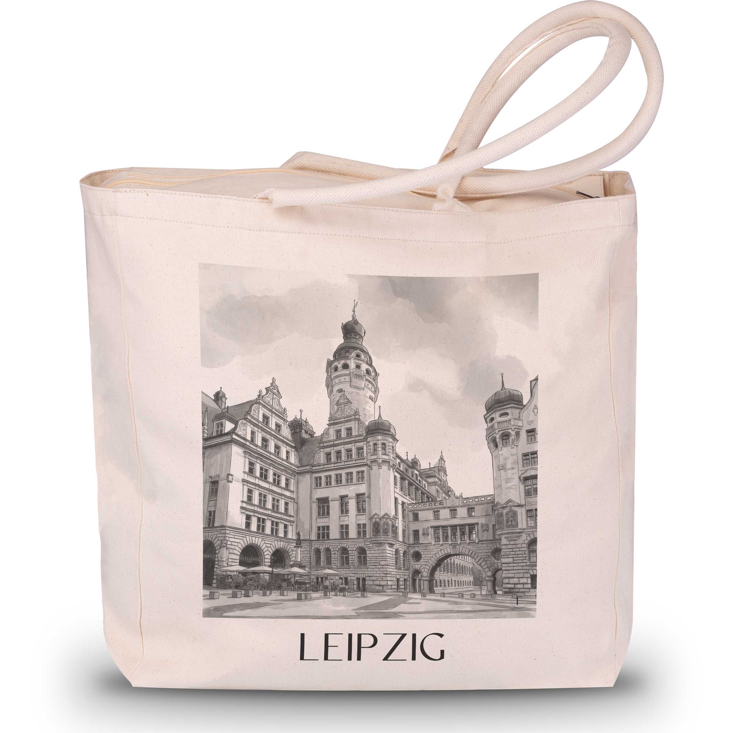 Leipzig - Deutschland Tote Bag - Einkaufstasche im Aquarell Schwarz-Weiß Stil - favplace