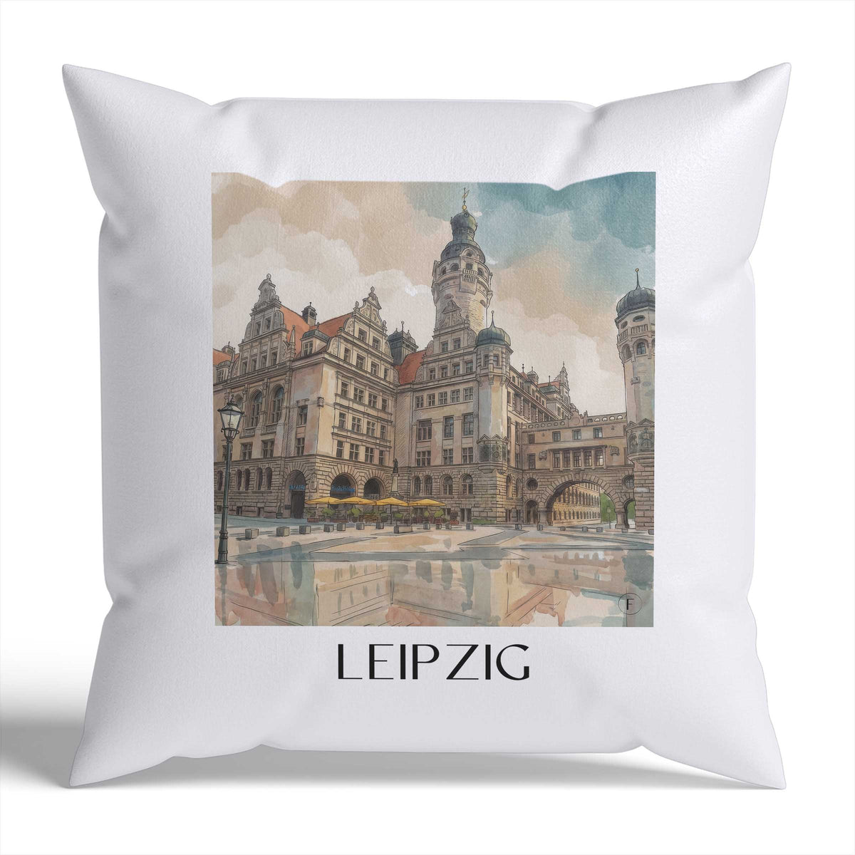 Leipzig Kissenhülle - Zierkissen Bezug - Deutschland - Deutschland Kissen bzw. Kissenbezug im Aquarell Stil - favplace