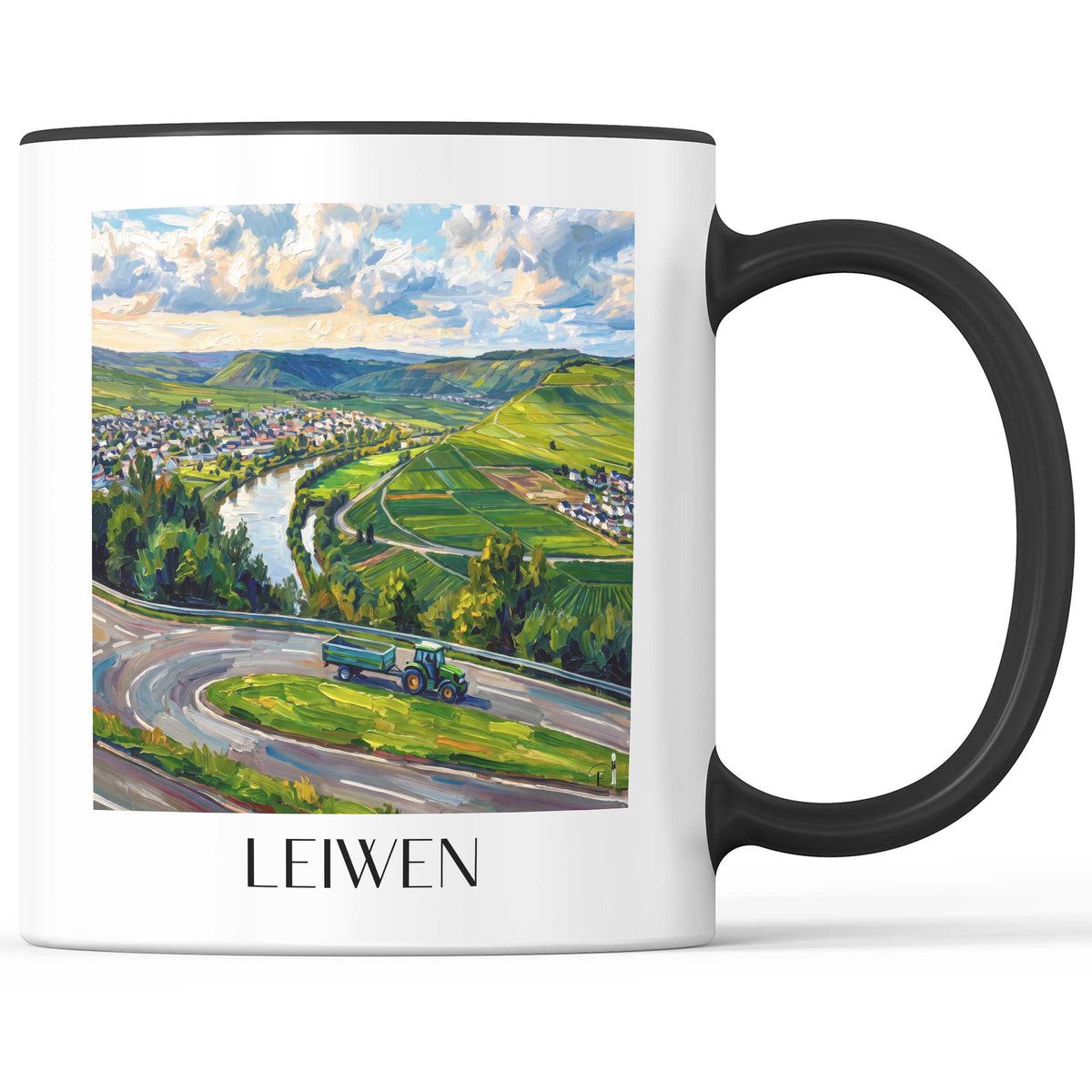 Leiwen Kaffeebecher - Moseltal - Deutschland Becher - Kaffeetasse im Ölgemälde Stil