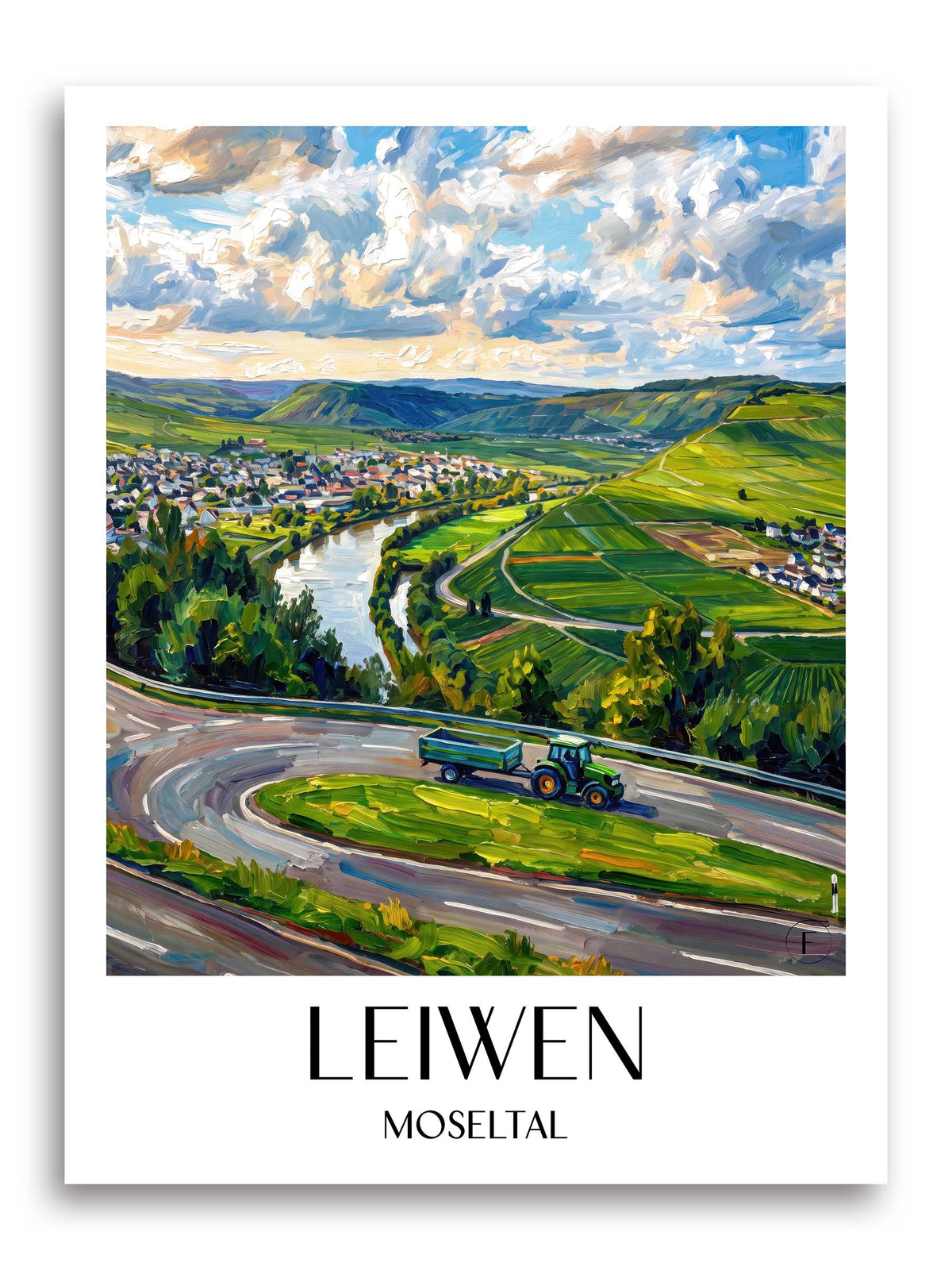 Leiwen Poster - Moseltal - Deutschland Kunstdruck - Ölgemälde von A4 bis A1 - favplace