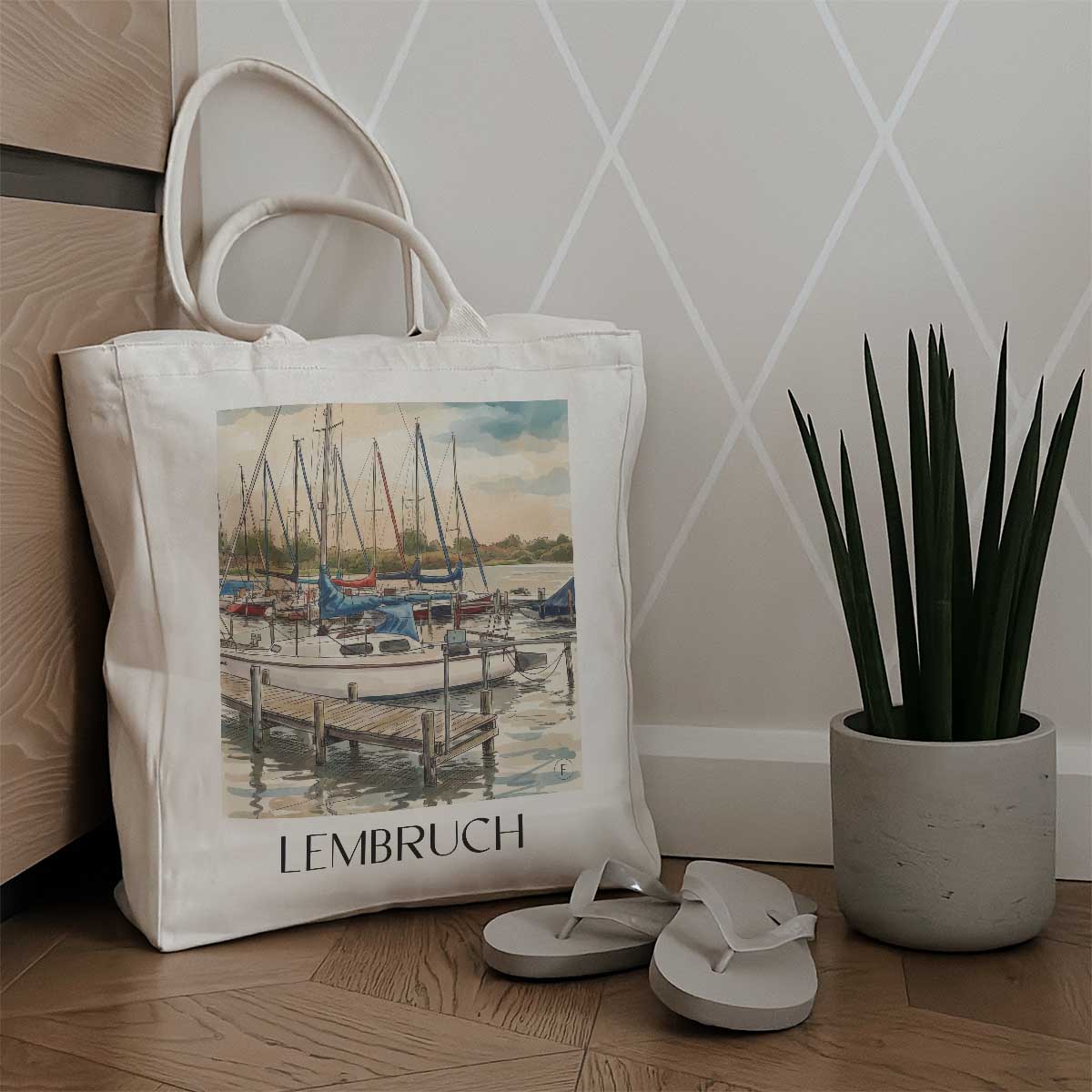 lembruch-niedersachsen-deutschland-einkaufstasche-aquarell