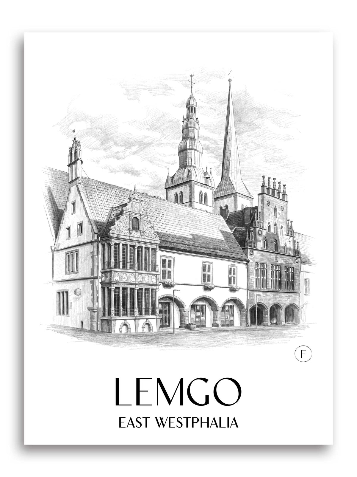 Lemgo Poster - Ostwestfalen - Deutschland Kunstdruck - Zeichnung von A4 bis A1