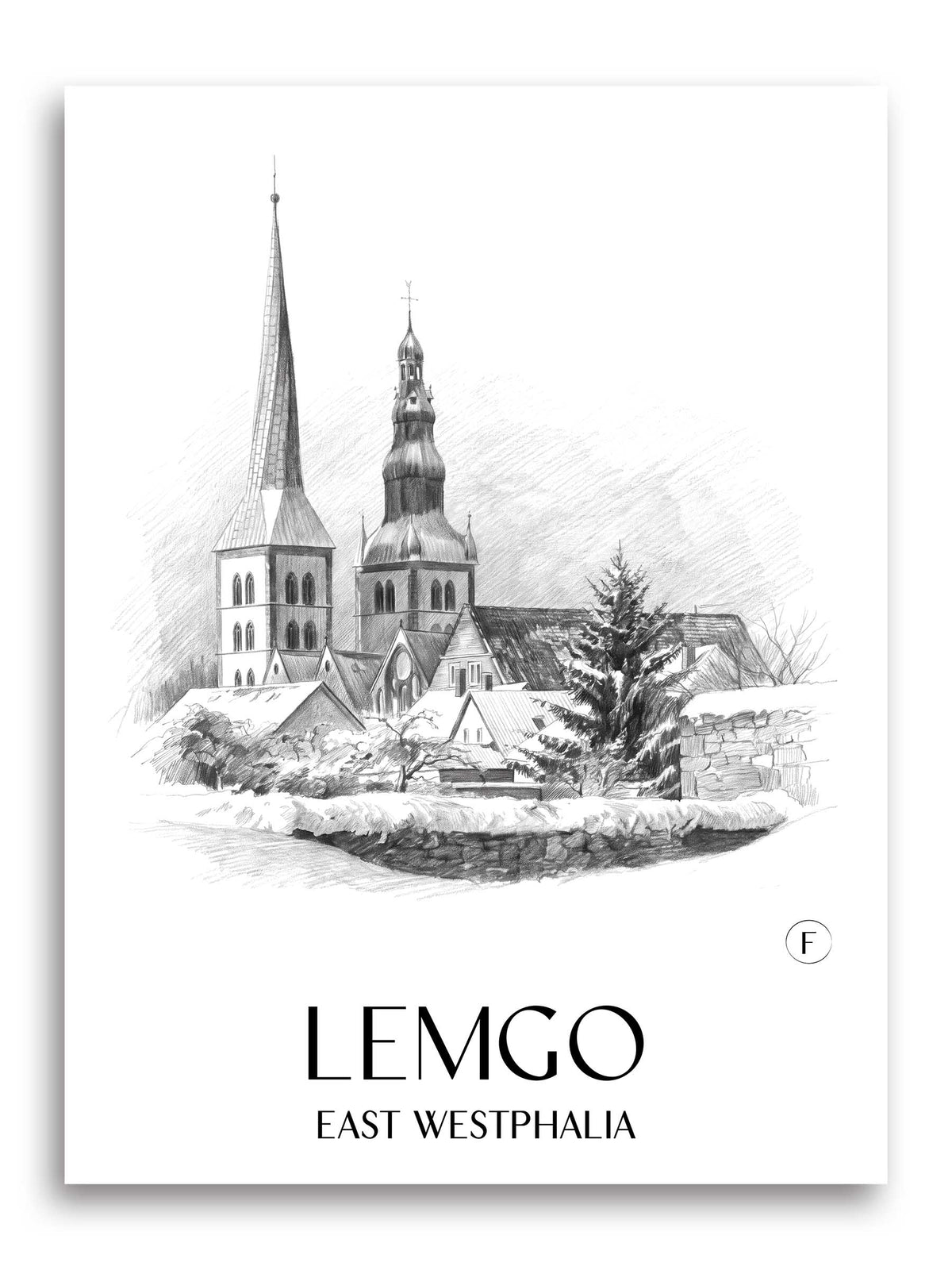 Lemgo Poster - Ostwestfalen - Deutschland Kunstdruck - Zeichnung von A4 bis A1