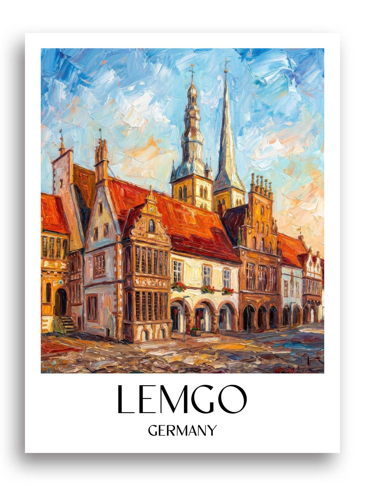 Lemgo Poster - Ostwestfalen - Deutschland Kunstdruck - Ölgemälde von A4 bis A1 - favplace