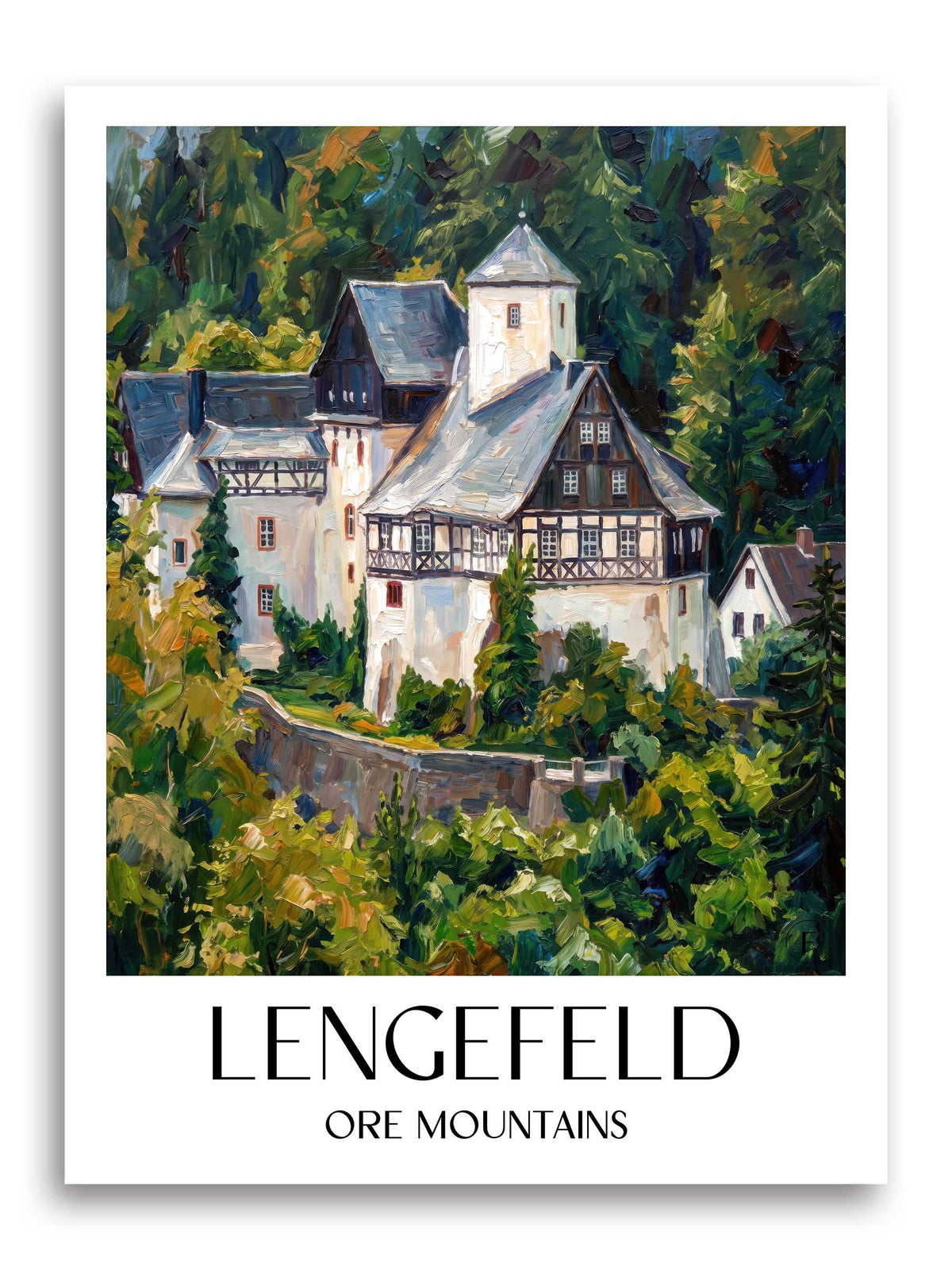 Lengefeld Poster - Erzgebirge - Deutschland Kunstdruck - Ölgemälde von A4 bis A1