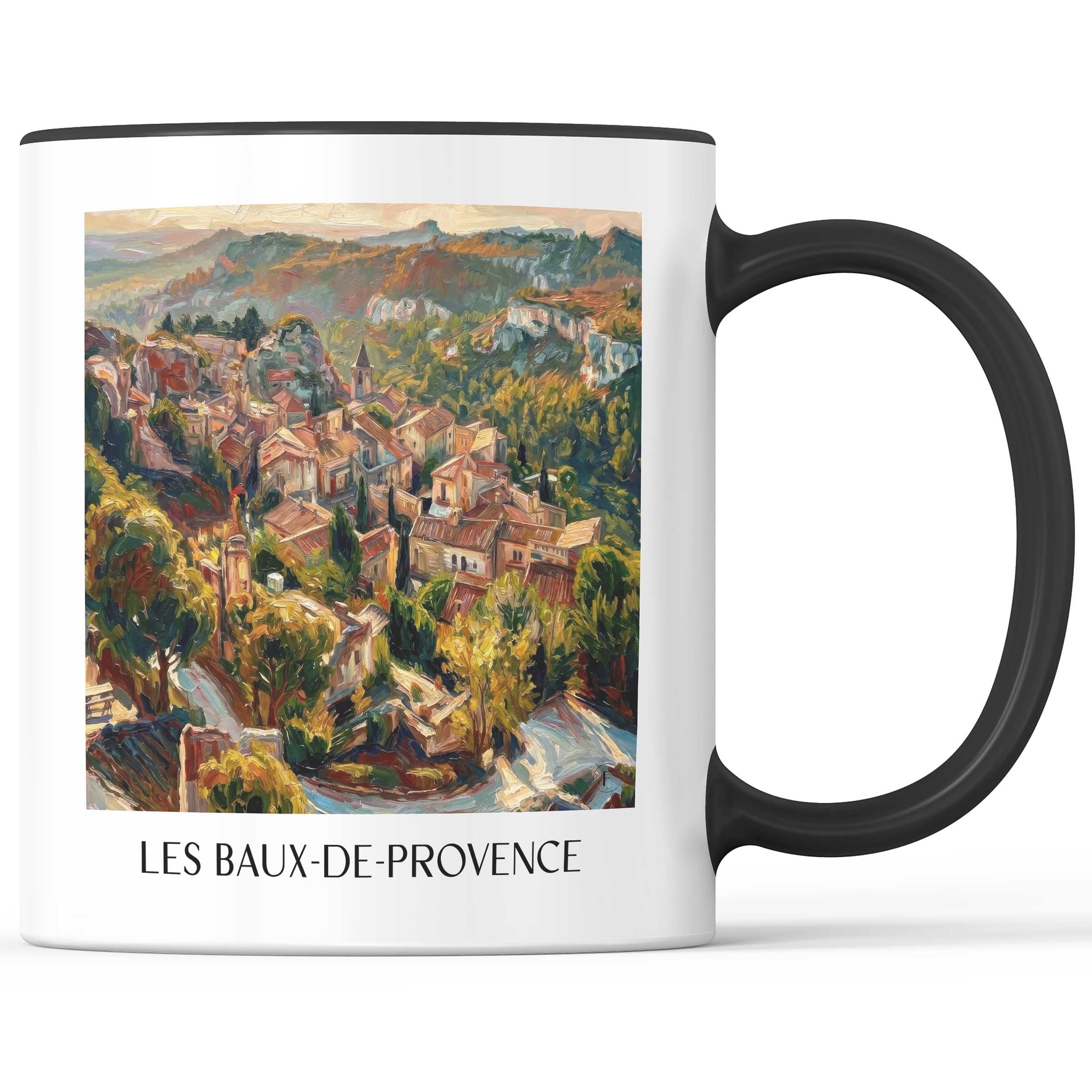 Les Baux-de-Provence Kaffeebecher - Alpilles - Frankreich Becher - Kaffeetasse im Ölgemälde Stil - favplace