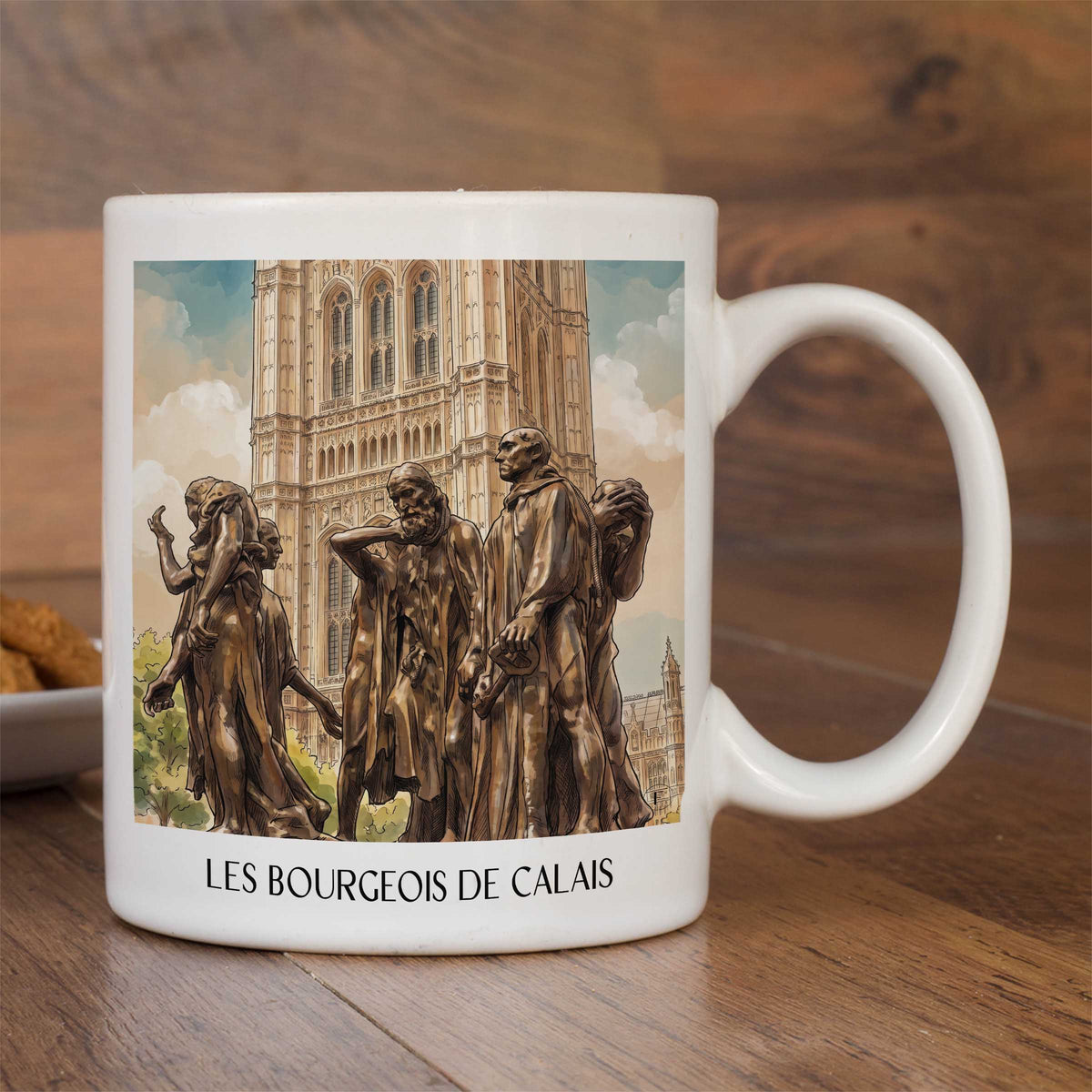 les-bourgeois-de-calais-côte-d'opale-frankreich-kaffeebecher-aquarell