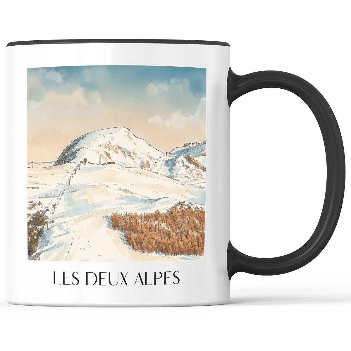 Les Deux Alpes Kaffeebecher - Oisans - Frankreich Becher - Kaffeetasse im Aquarell Stil - favplace