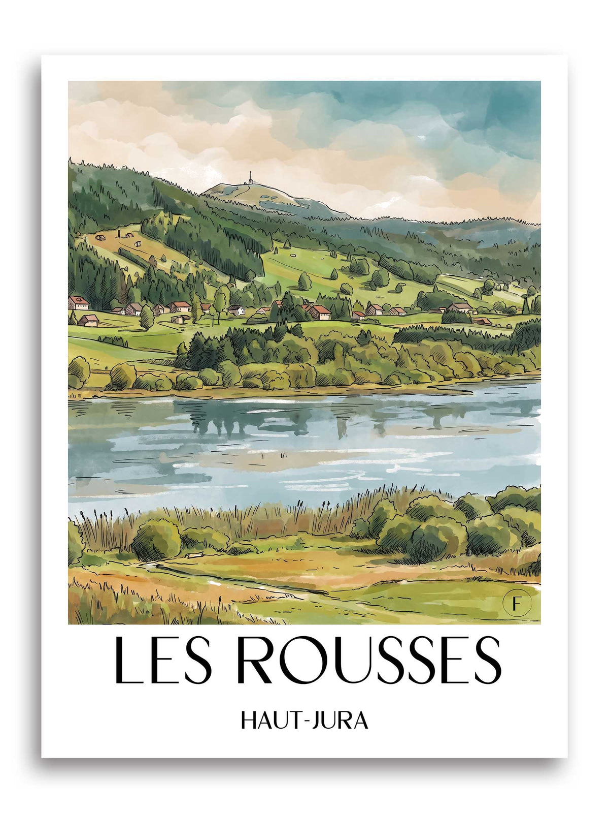 Les Rousses Poster - Haut-Jura - Frankreich Kunstdruck - Aquarell von A4 bis A1