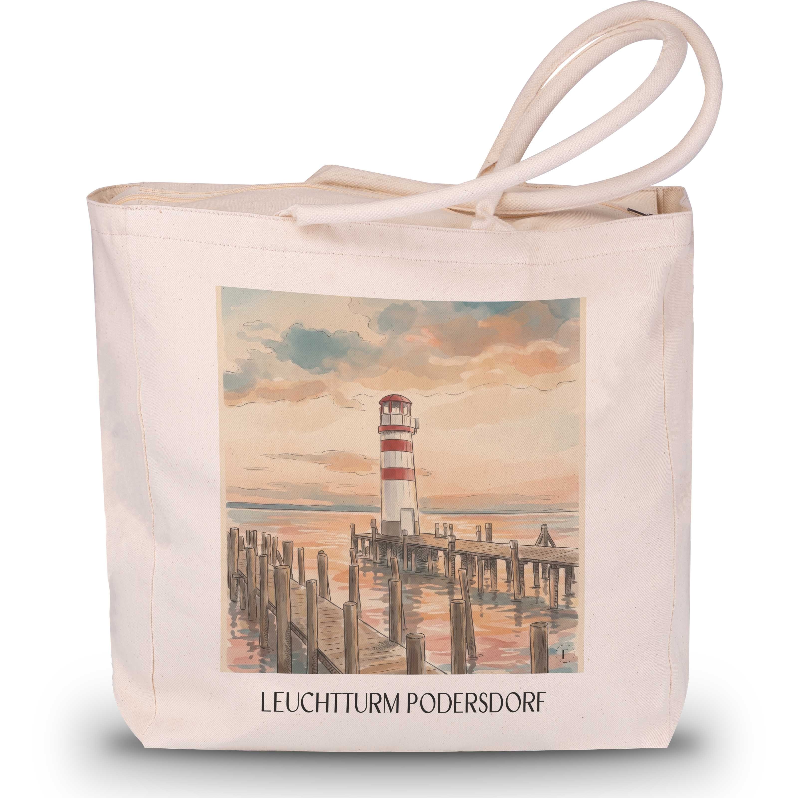 leuchtturm-podersdorf-österreich-österreich-einkaufstasche-aquarell