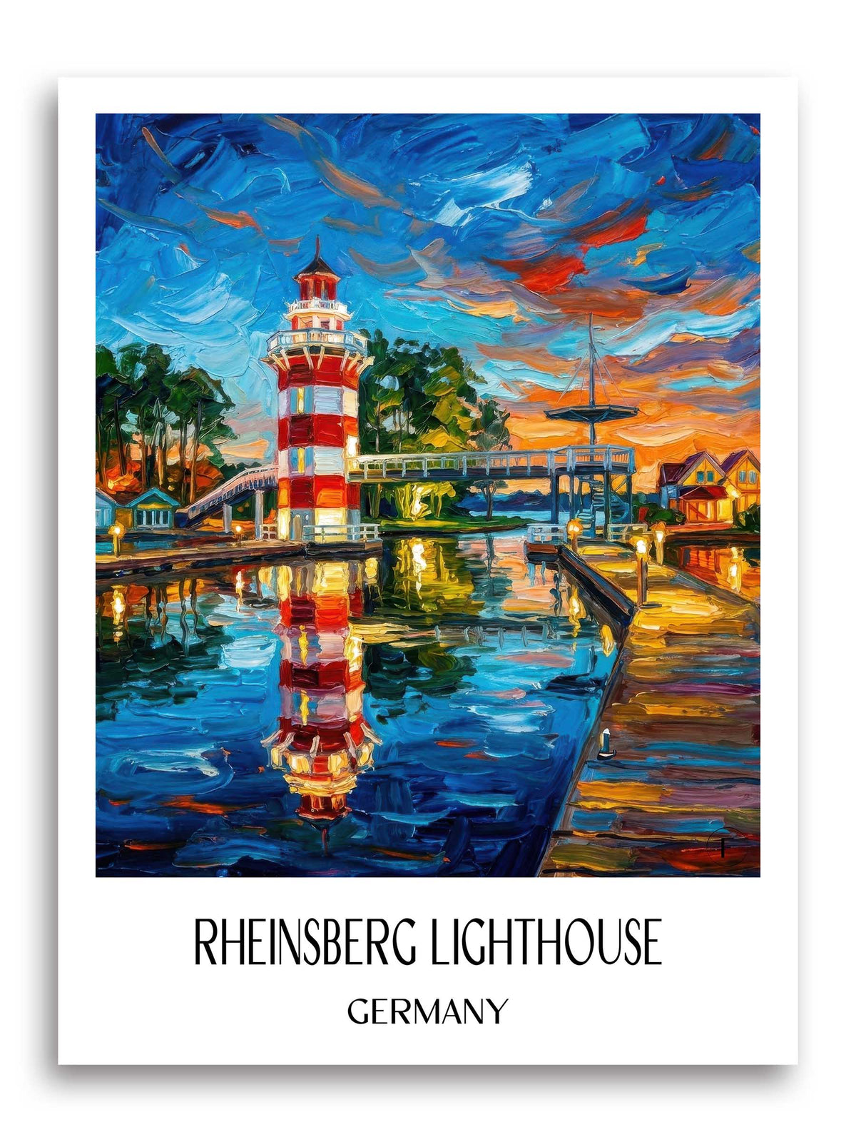 Leuchturm Rheinsberg Poster - Brandenburg - Deutschland Kunstdruck - Ölgemälde von A4 bis A1 - favplace