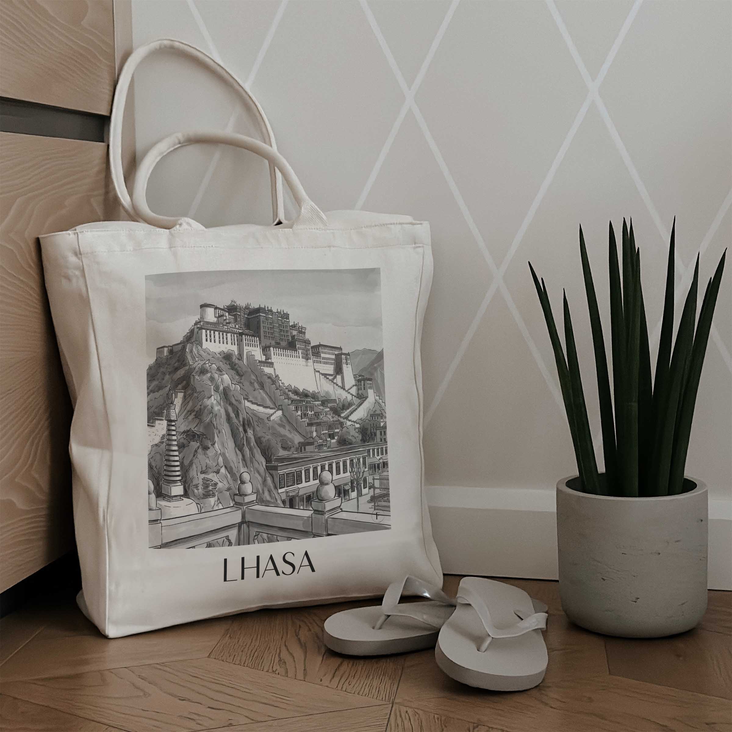 lhasa-china-einkaufstasche-aquarell-schwarz-weiss