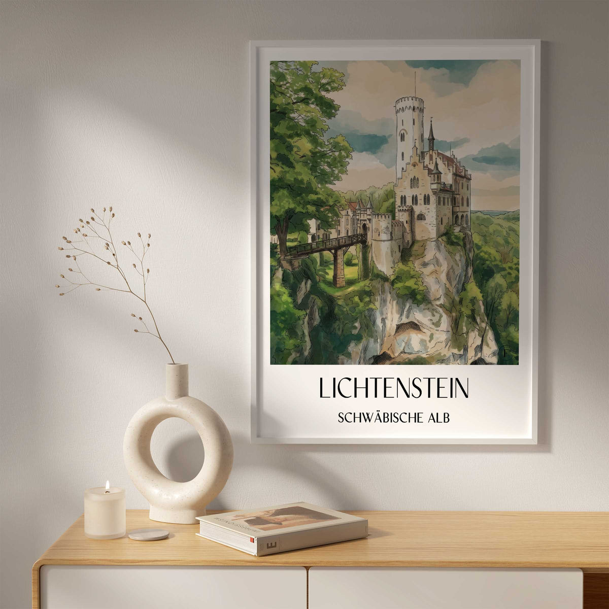 lichtenstein-schwäbische-alb-deutschland-poster-aquarell