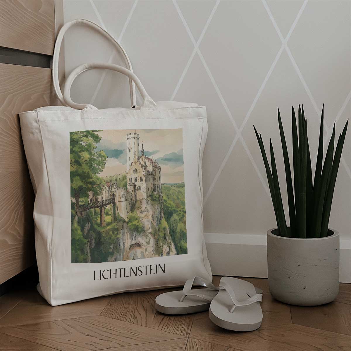 lichtenstein-schwäbische-alb-deutschland-einkaufstasche-aquarell