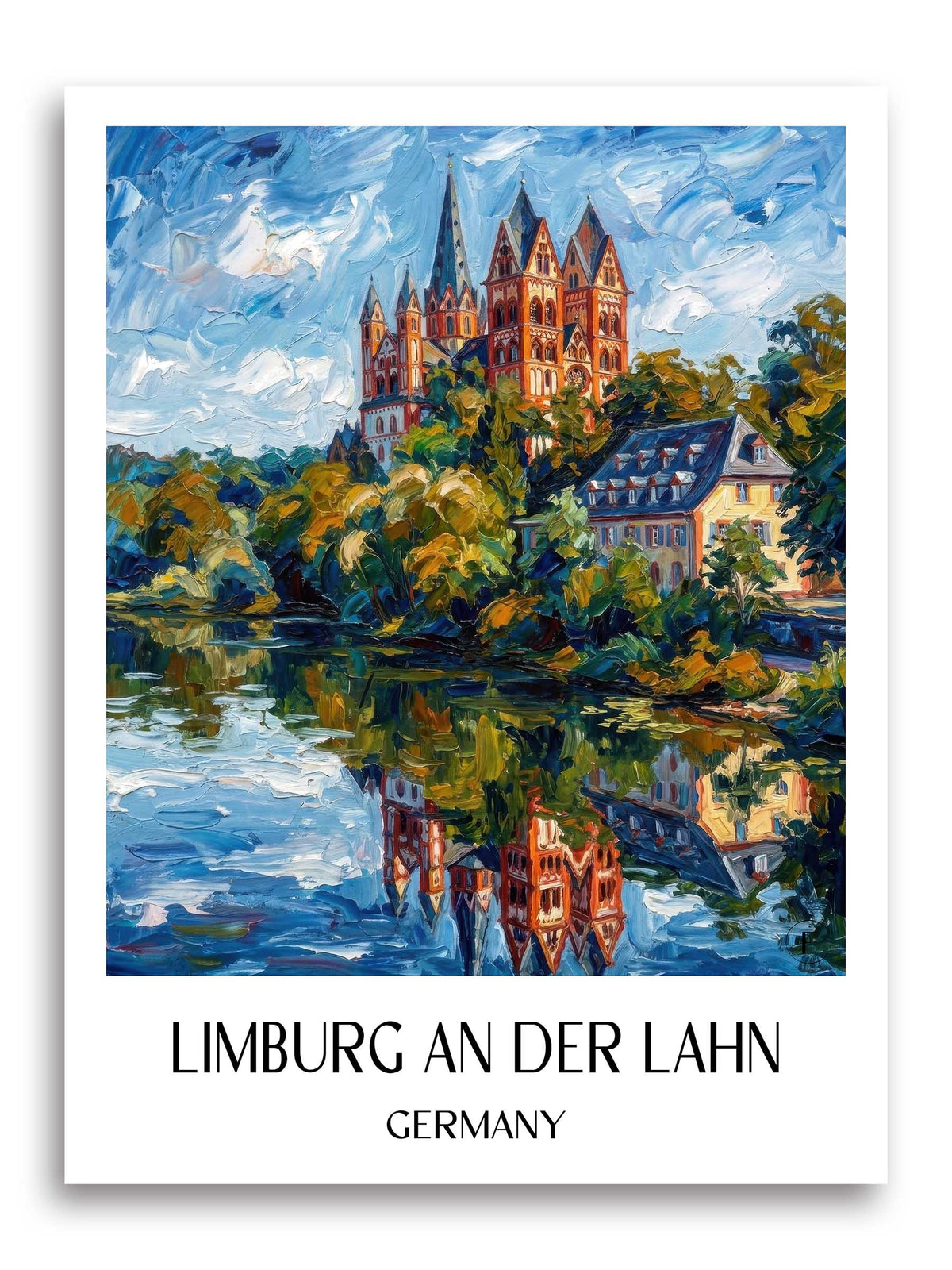Limburg an der Lahn Poster - Lahntal - Deutschland Kunstdruck - Ölgemälde von A4 bis A1 - favplace