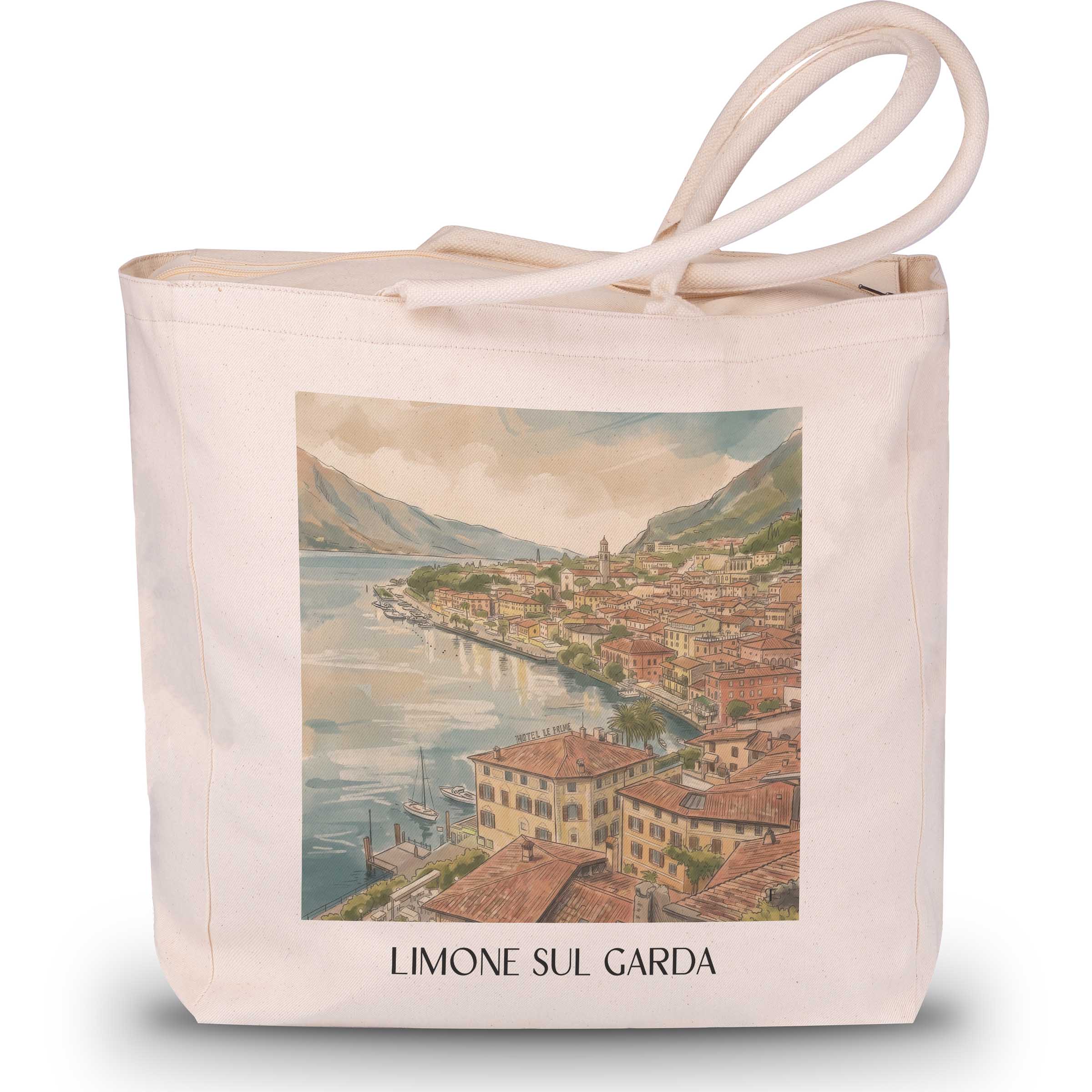 Limone sul Garda Shopping Tasche - Gardasee - Italien Tote Bag - Einkaufstasche im Aquarell Stil - favplace