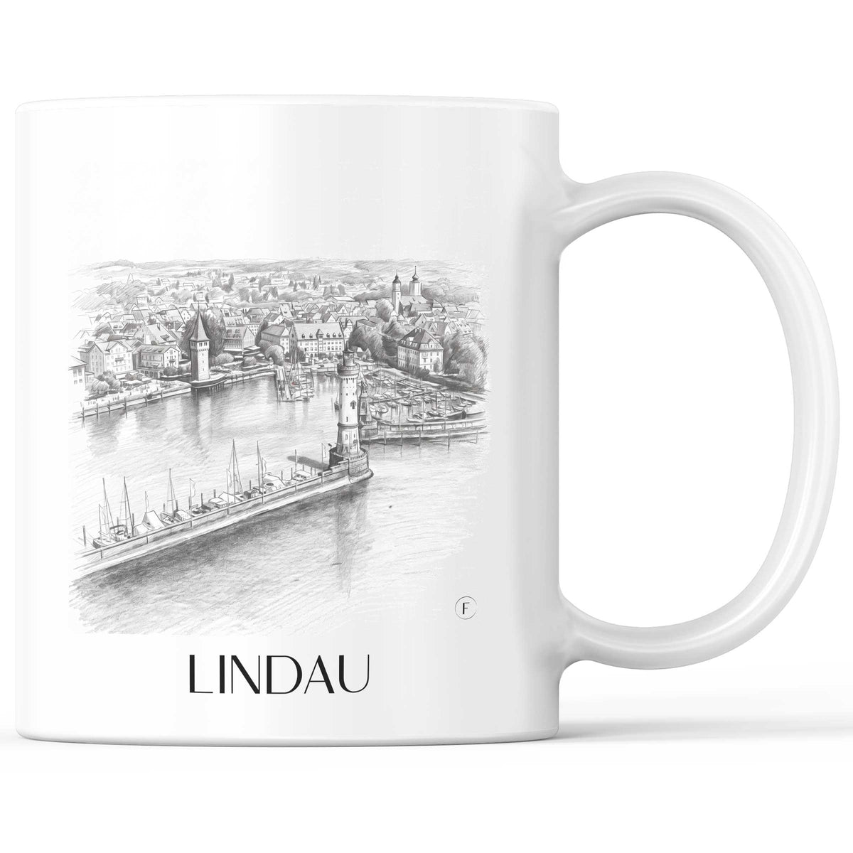 Lindau Kaffeebecher - Bodensee - Deutschland Becher - Kaffeetasse im Zeichnung Stil