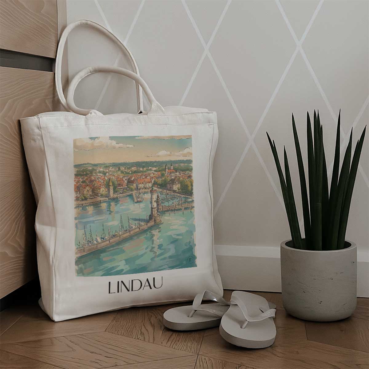 lindau-bodensee-deutschland-einkaufstasche-aquarell