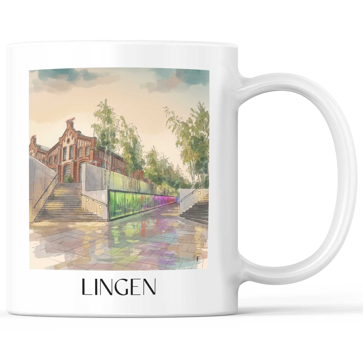 Lingen Kaffeebecher - Niedersachsen - Deutschland Becher - Kaffeetasse im Aquarell Stil - favplace