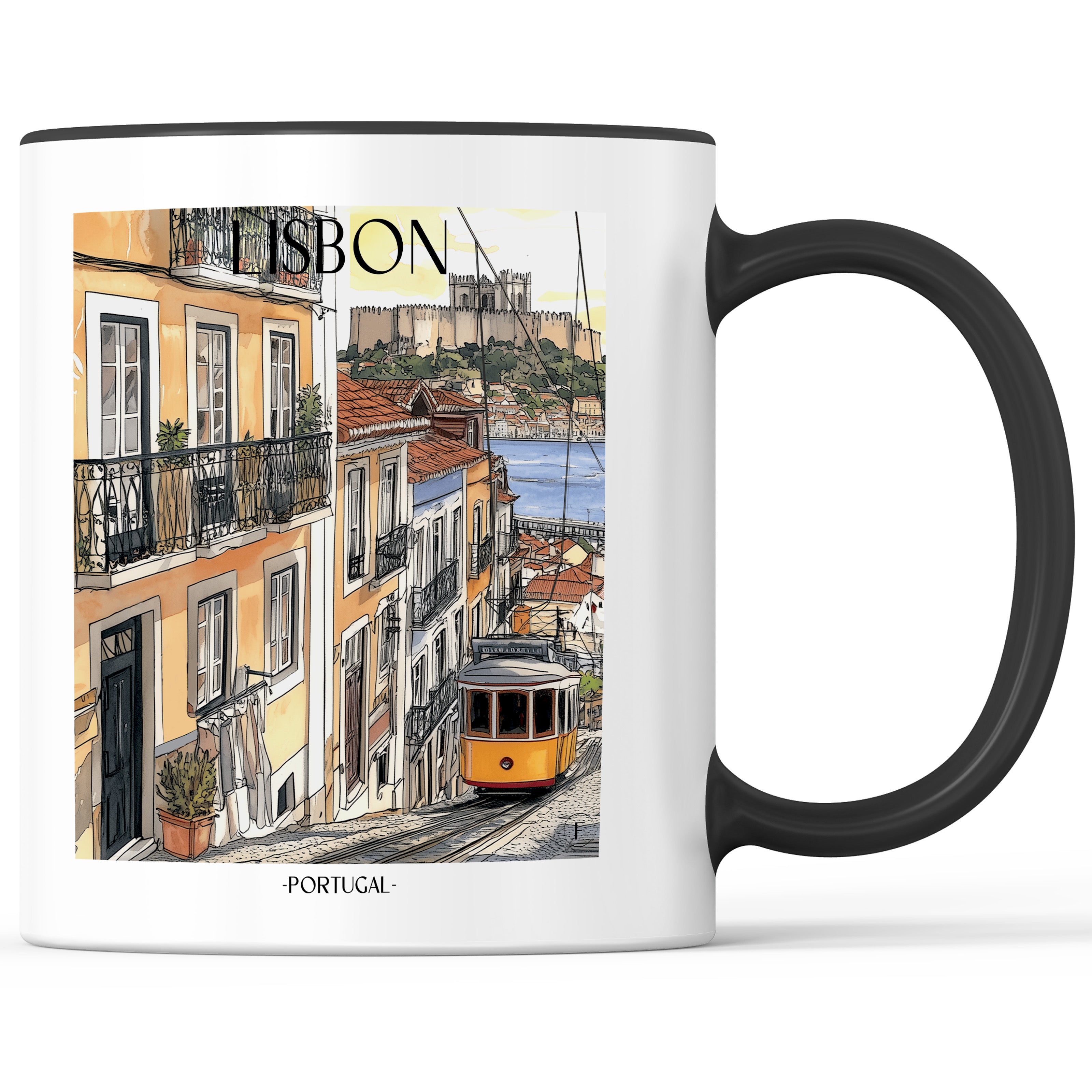 Lissabon - Portugal Becher - Kaffeetasse im Aquarell Stil - favplace