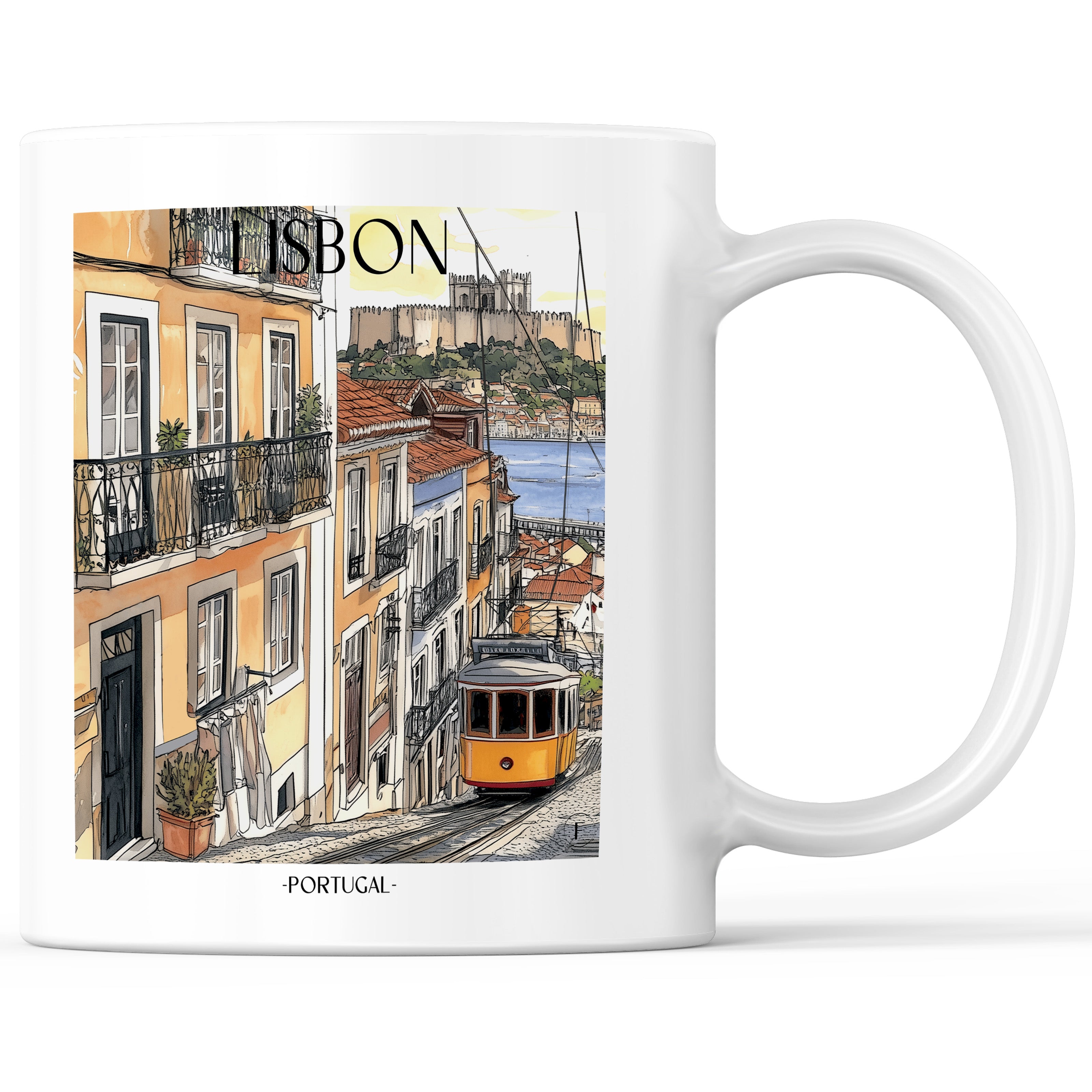 Lissabon - Portugal Becher - Kaffeetasse im Aquarell Stil - favplace