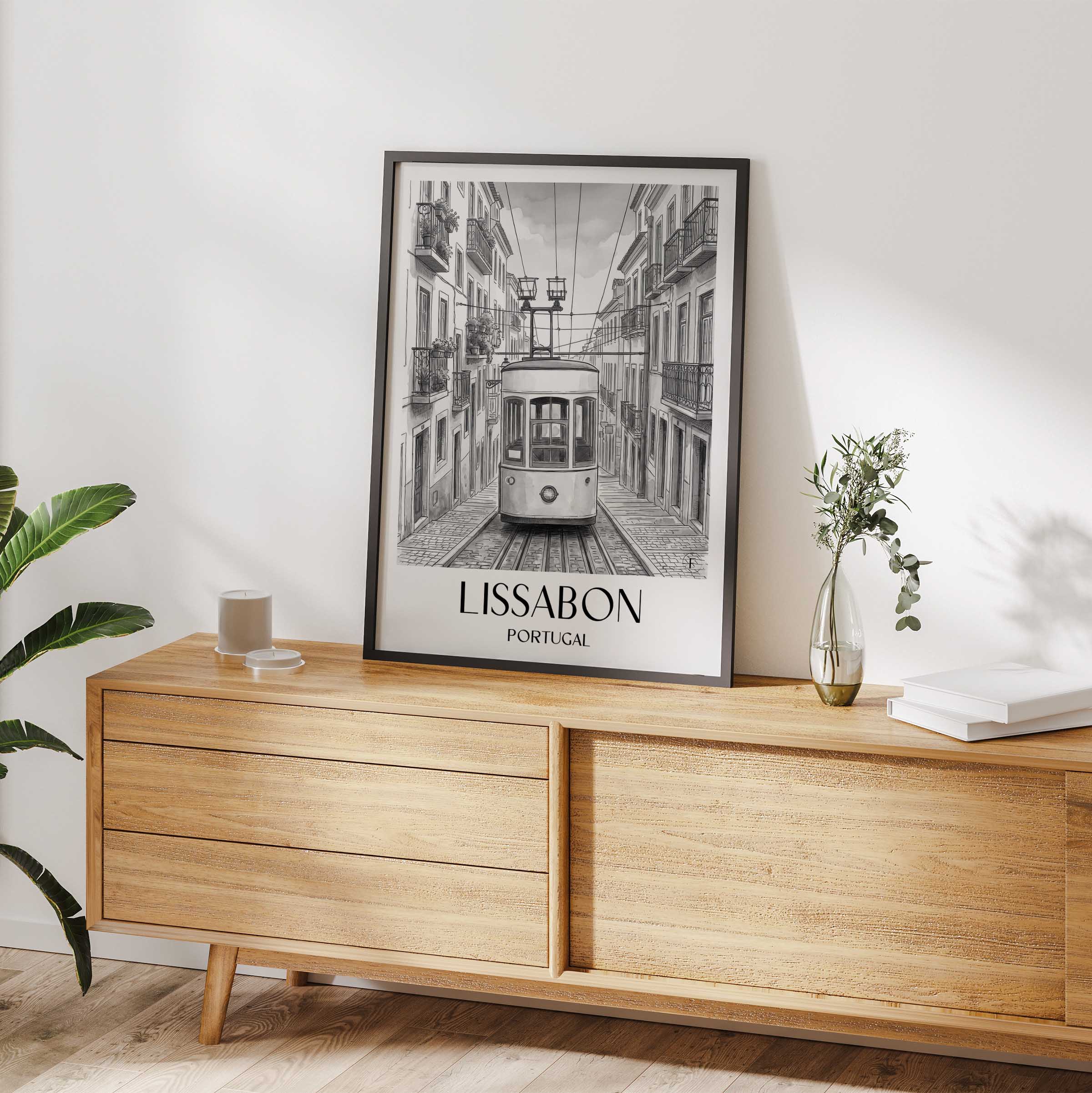 lissabon-portugal-poster-aquarell-schwarz-weiss