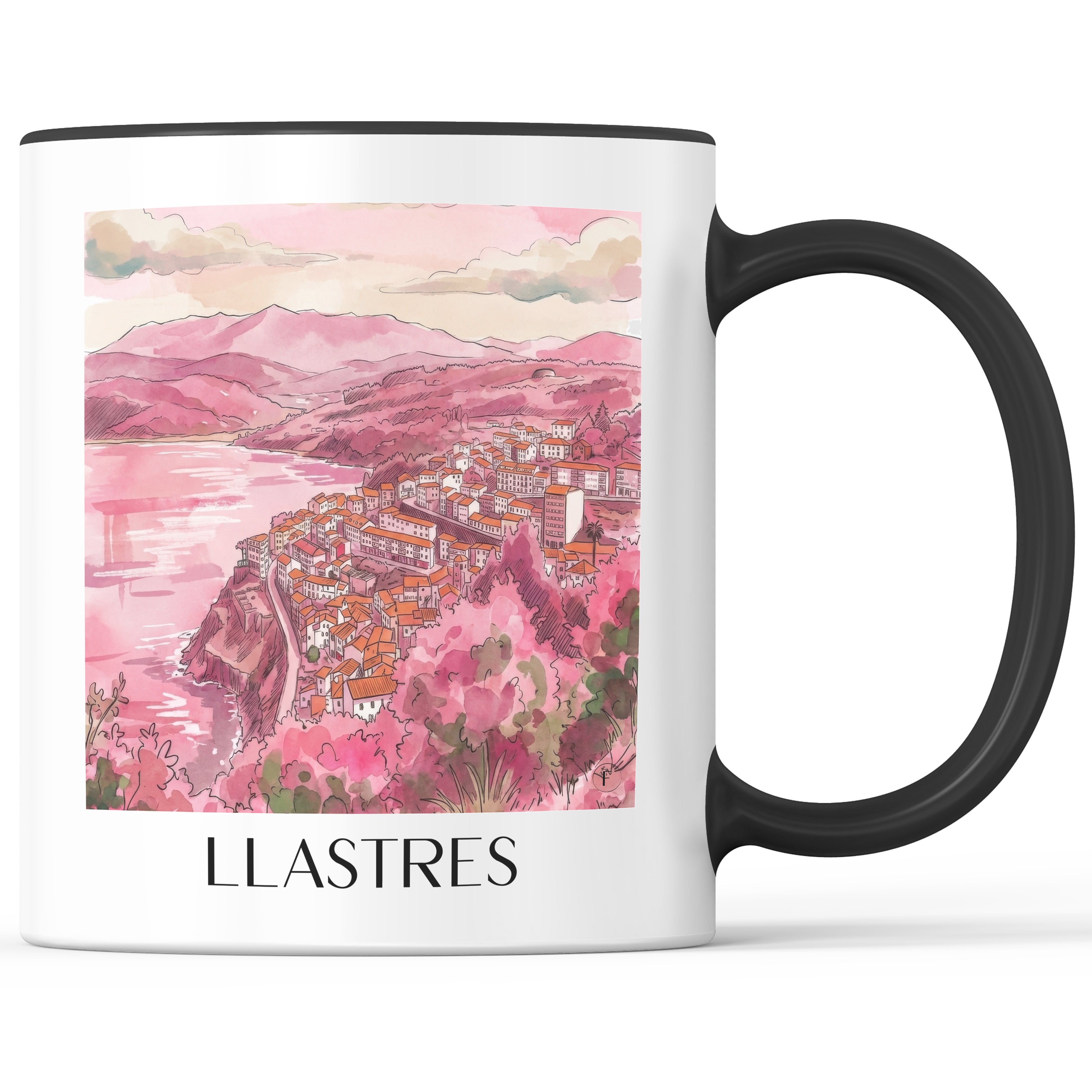 llastres-spanien-spanien-kaffeebecher-aquarell-pink-rosa