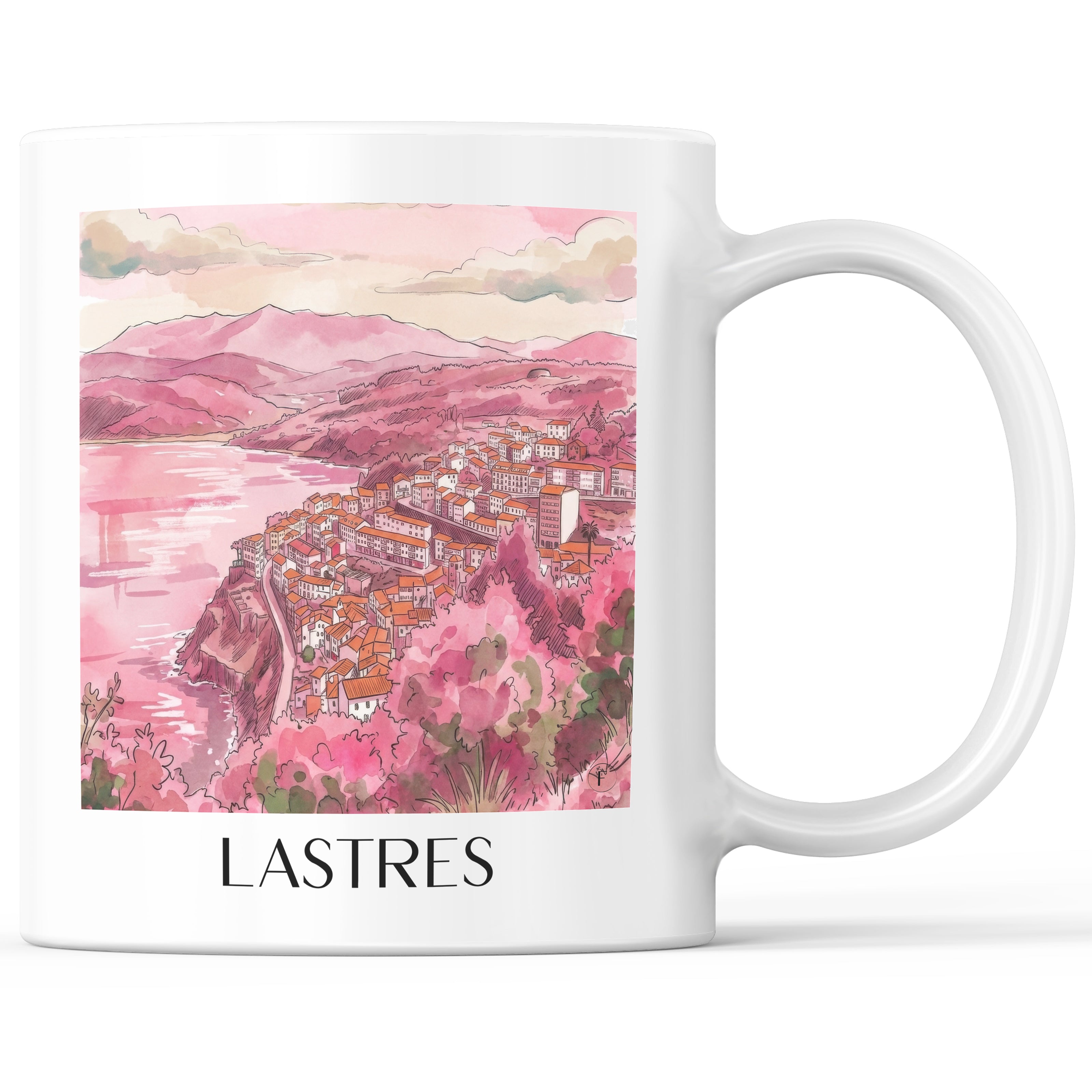 Llastres Kaffeebecher - Spanien - Spanien Becher - Kaffeetasse im Aquarell Pink Stil - favplace