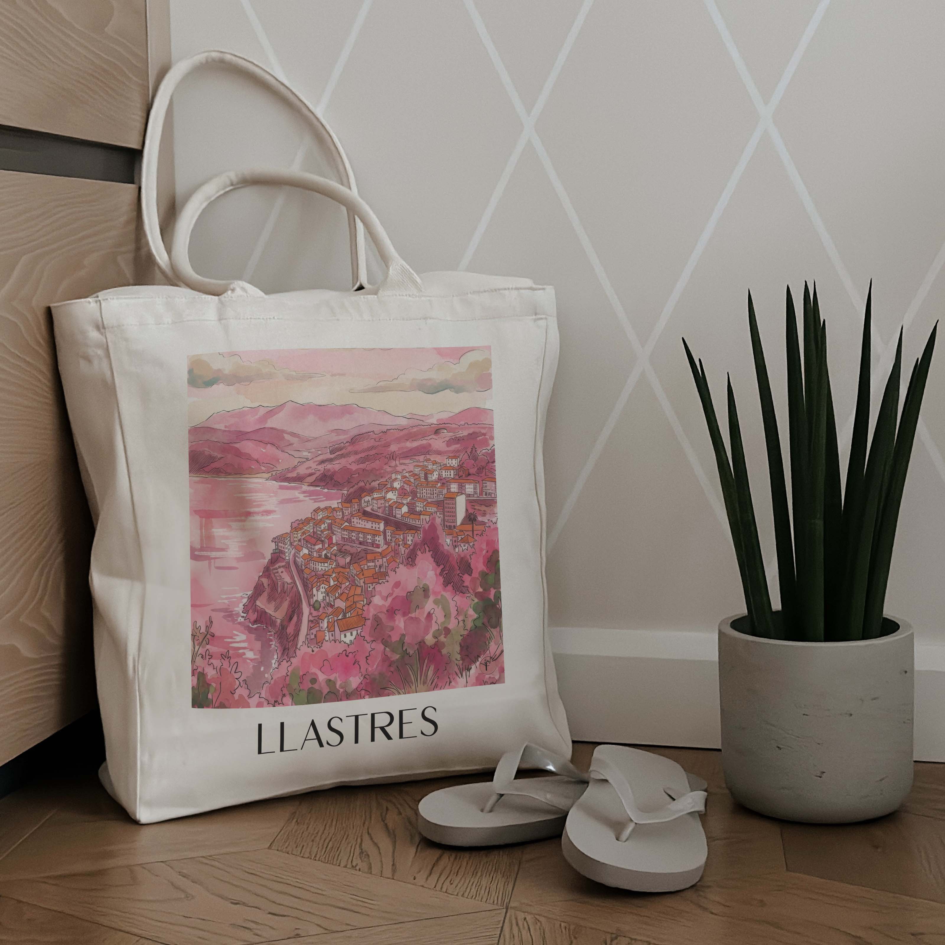 llastres-spanien-spanien-einkaufstasche-aquarell-pink-rosa