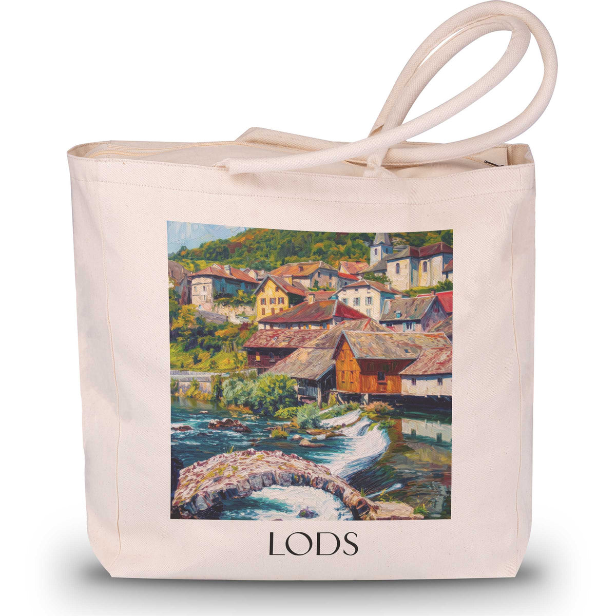 Lods Shopping Tasche - Vallée de la Loue - Frankreich Tote Bag - Einkaufstasche im Ölgemälde Stil - favplace