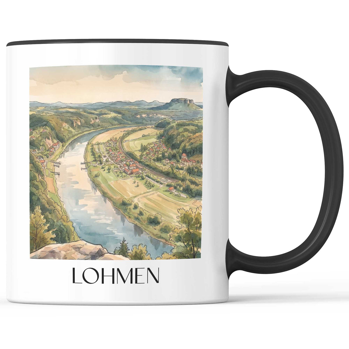 Lohmen Kaffeebecher - Sächsische Schweiz - Deutschland Becher - Kaffeetasse im Aquarell Stil - favplace