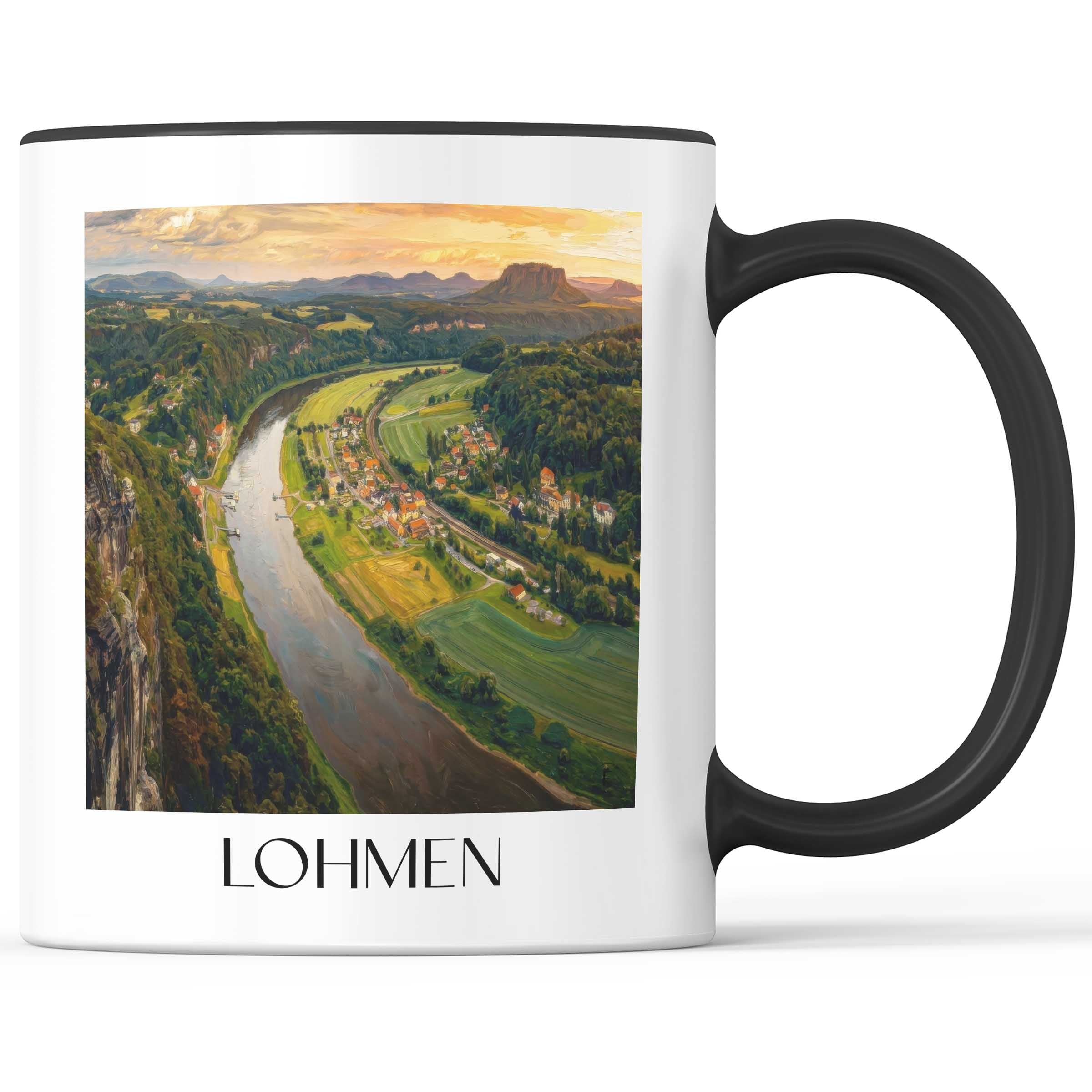 Lohmen Kaffeebecher - Sächsische Schweiz - Deutschland Becher - Kaffeetasse im Ölgemälde Stil - favplace