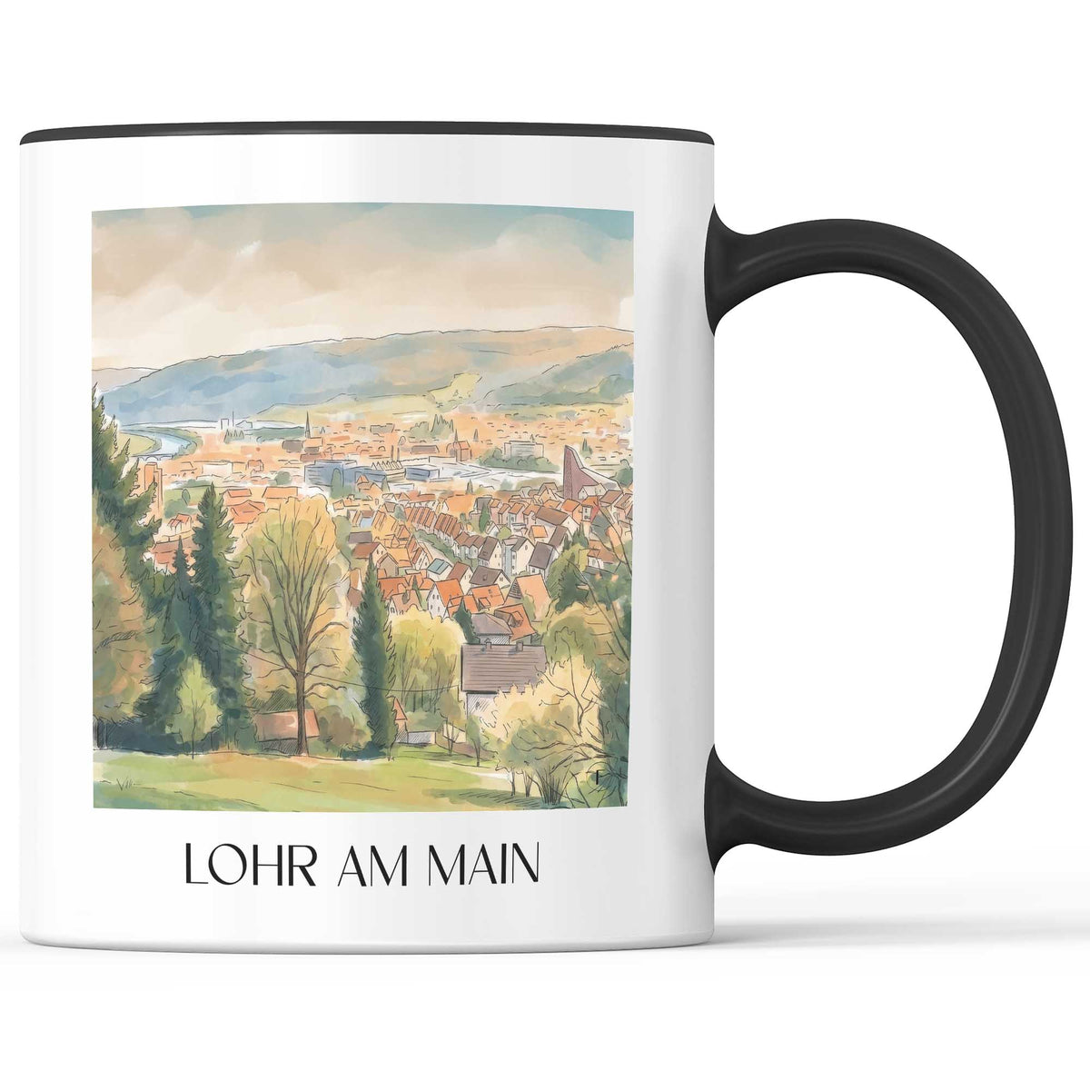 Lohr am Main Kaffeebecher - Unterfranken - Deutschland Becher - Kaffeetasse im Aquarell Stil - favplace