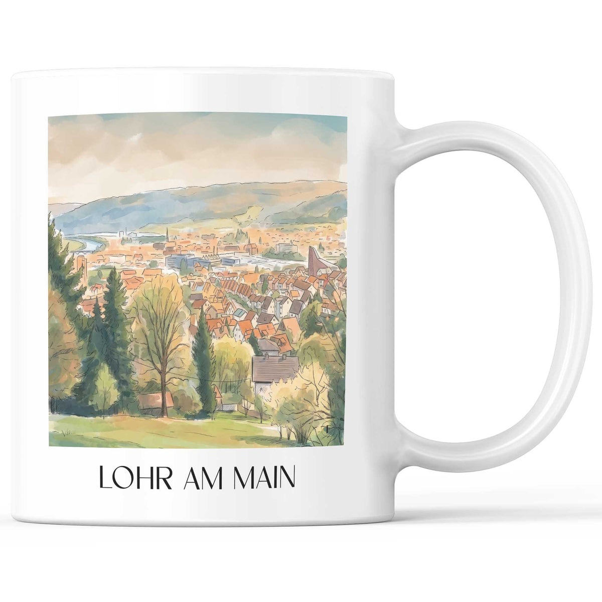 Lohr am Main Kaffeebecher - Unterfranken - Deutschland Becher - Kaffeetasse im Aquarell Stil - favplace