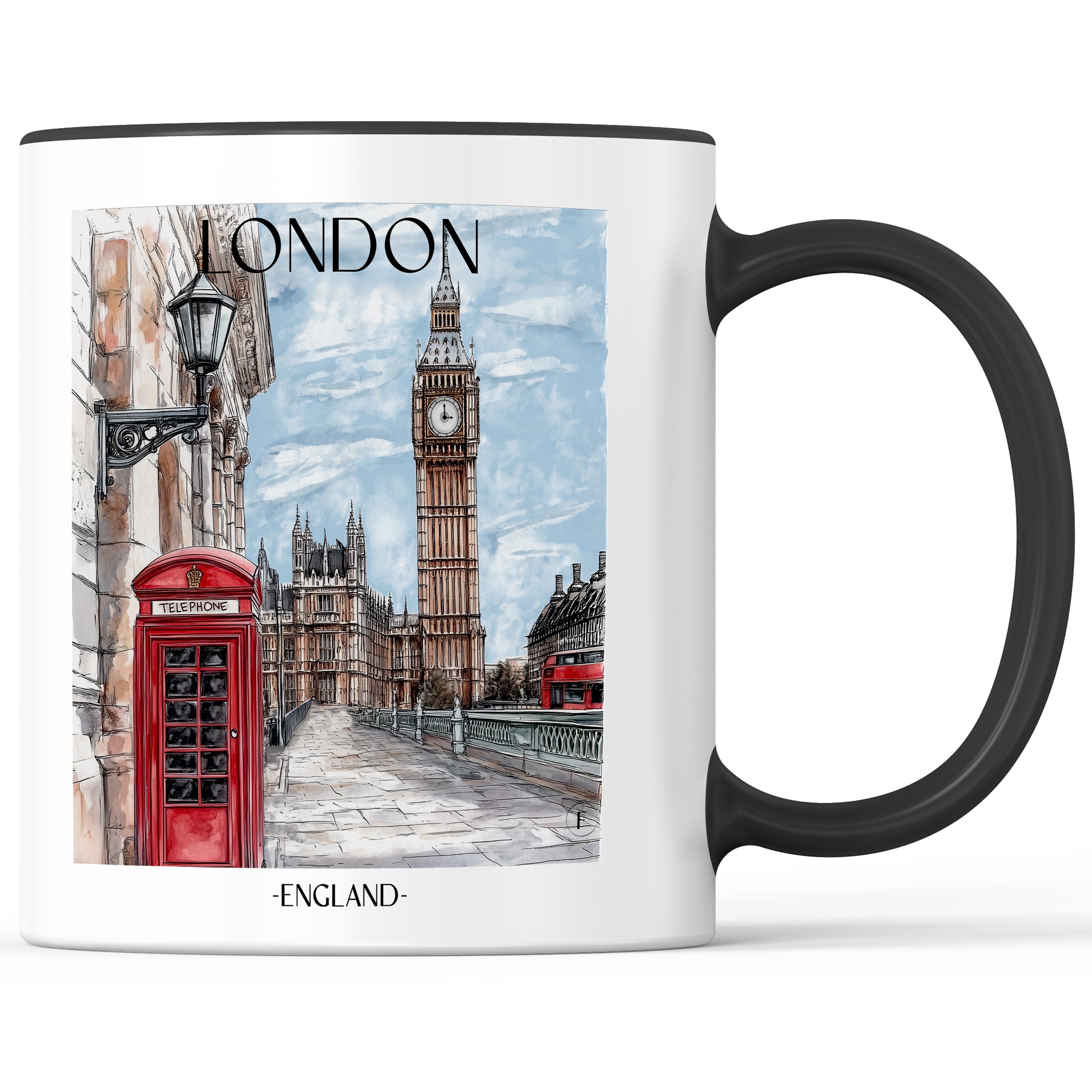 London - England Becher - Kaffeetasse im Aquarell Stil - favplace