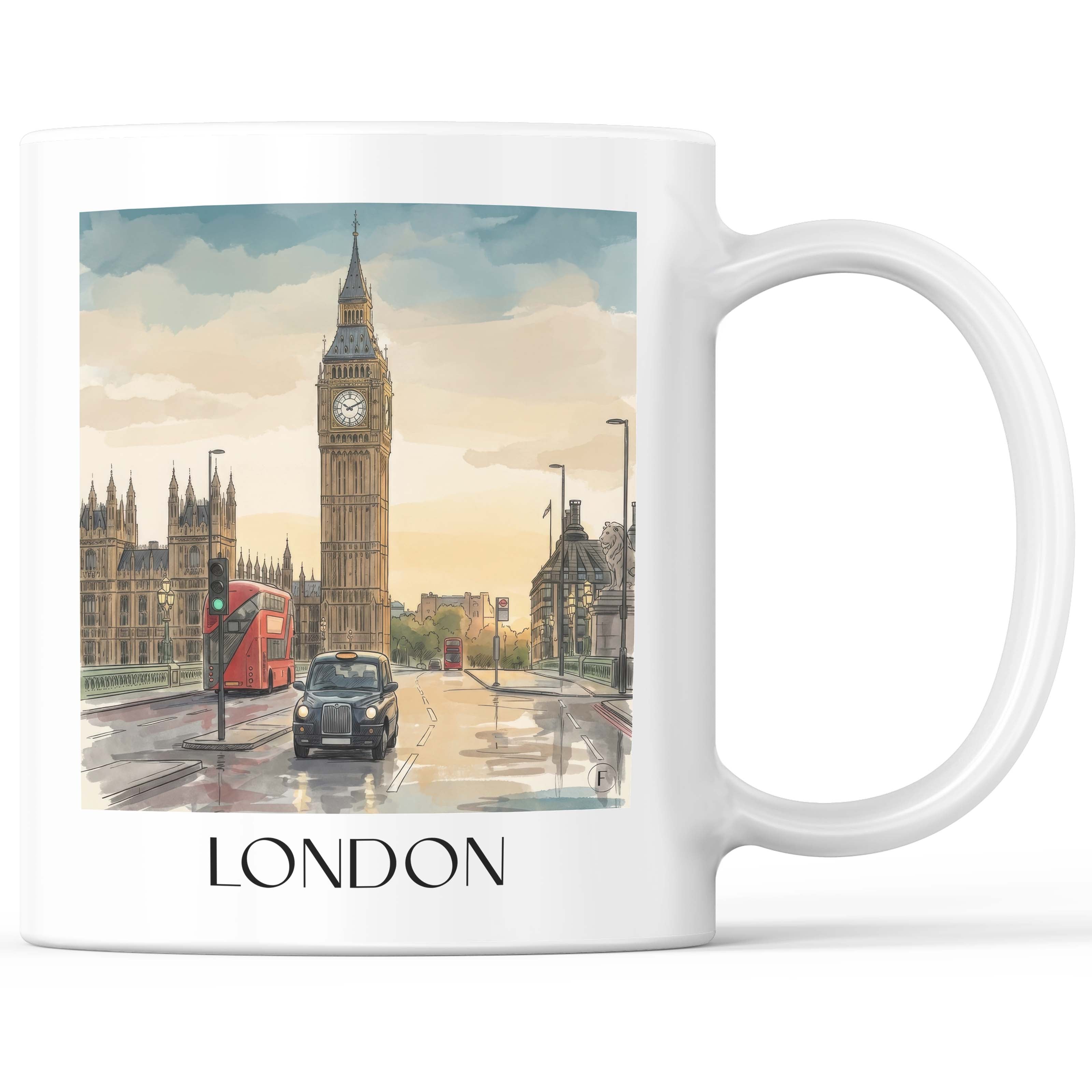 London - England Becher - Kaffeetasse im Aquarell Stil - favplace