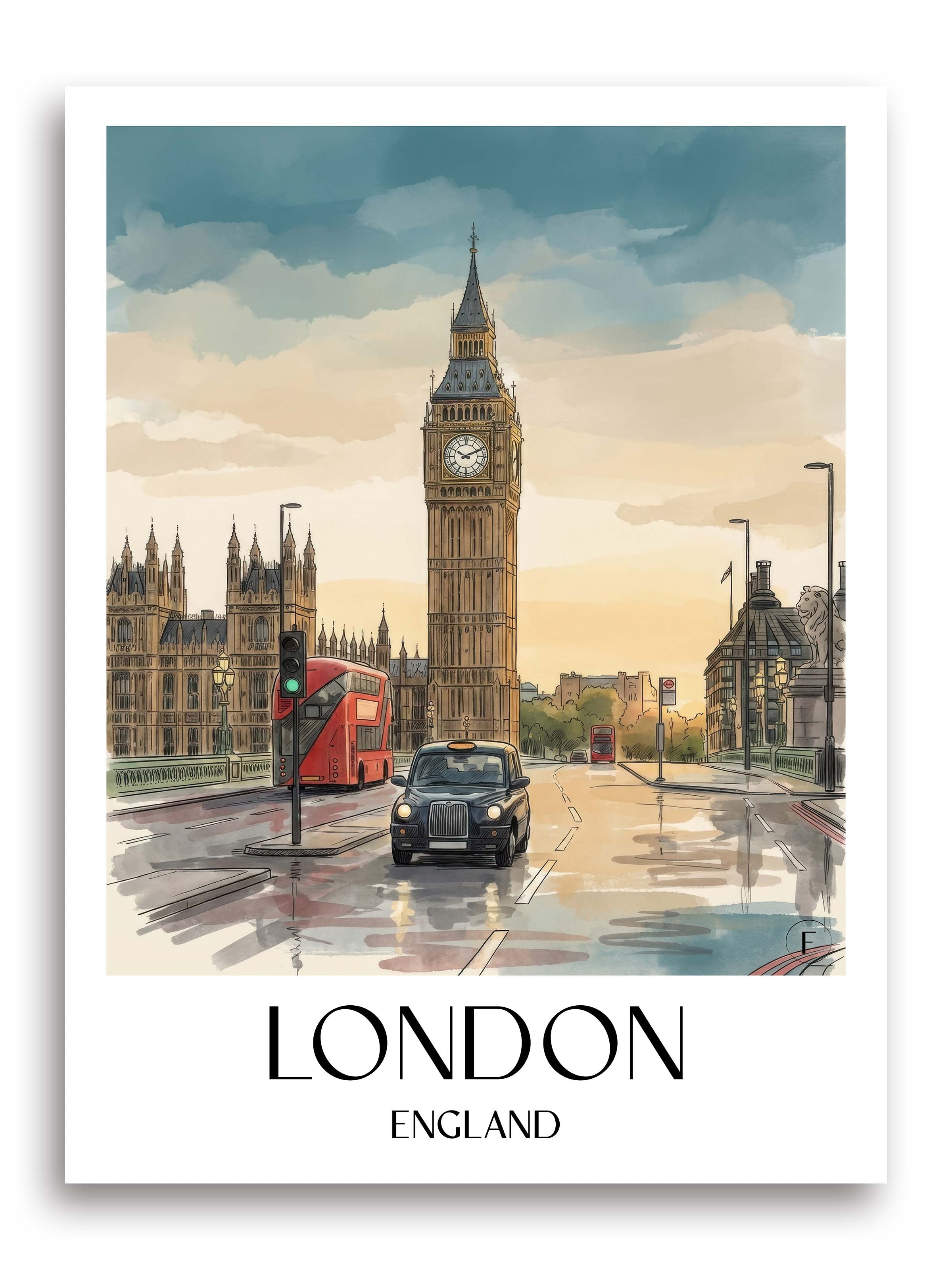 London - England Kunstdruck - Aquarell von A4 bis A1 - favplace