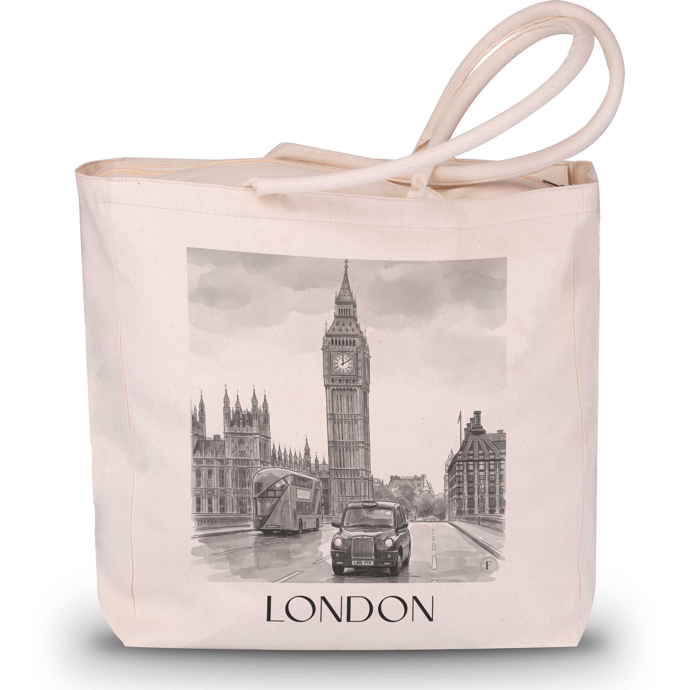 London - England Tote Bag - Einkaufstasche im Aquarell Schwarz-Weiß Stil - favplace