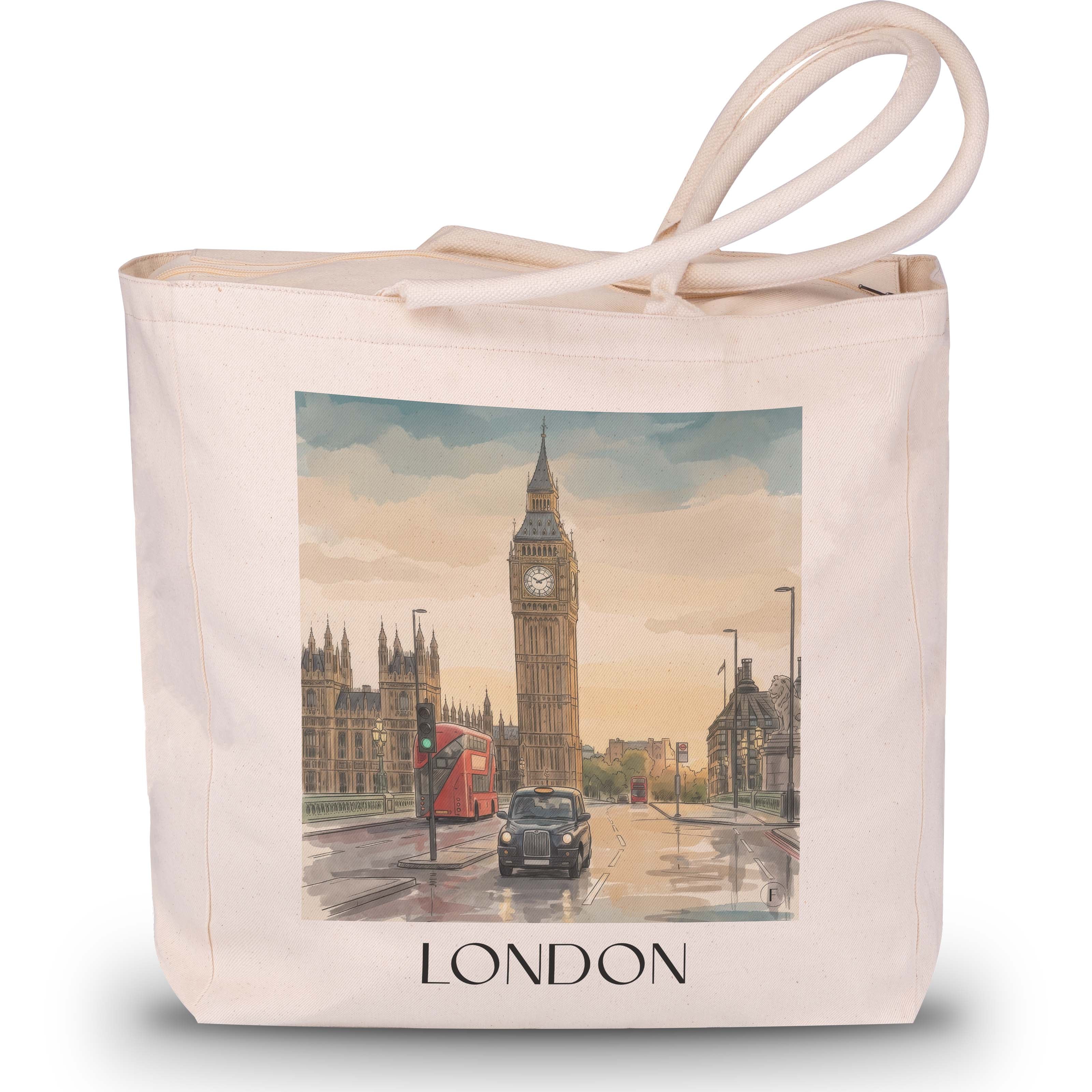 London - England Tote Bag - Einkaufstasche im Aquarell Stil - favplace