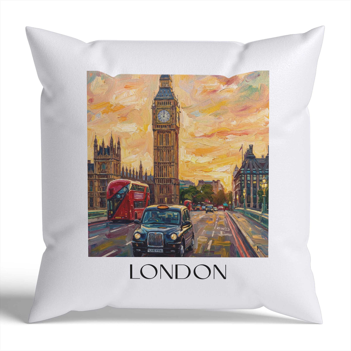 London Kissenhülle - Zierkissen Bezug - England - England Kissen bzw. Kissenbezug im Ölgemälde Stil - favplace